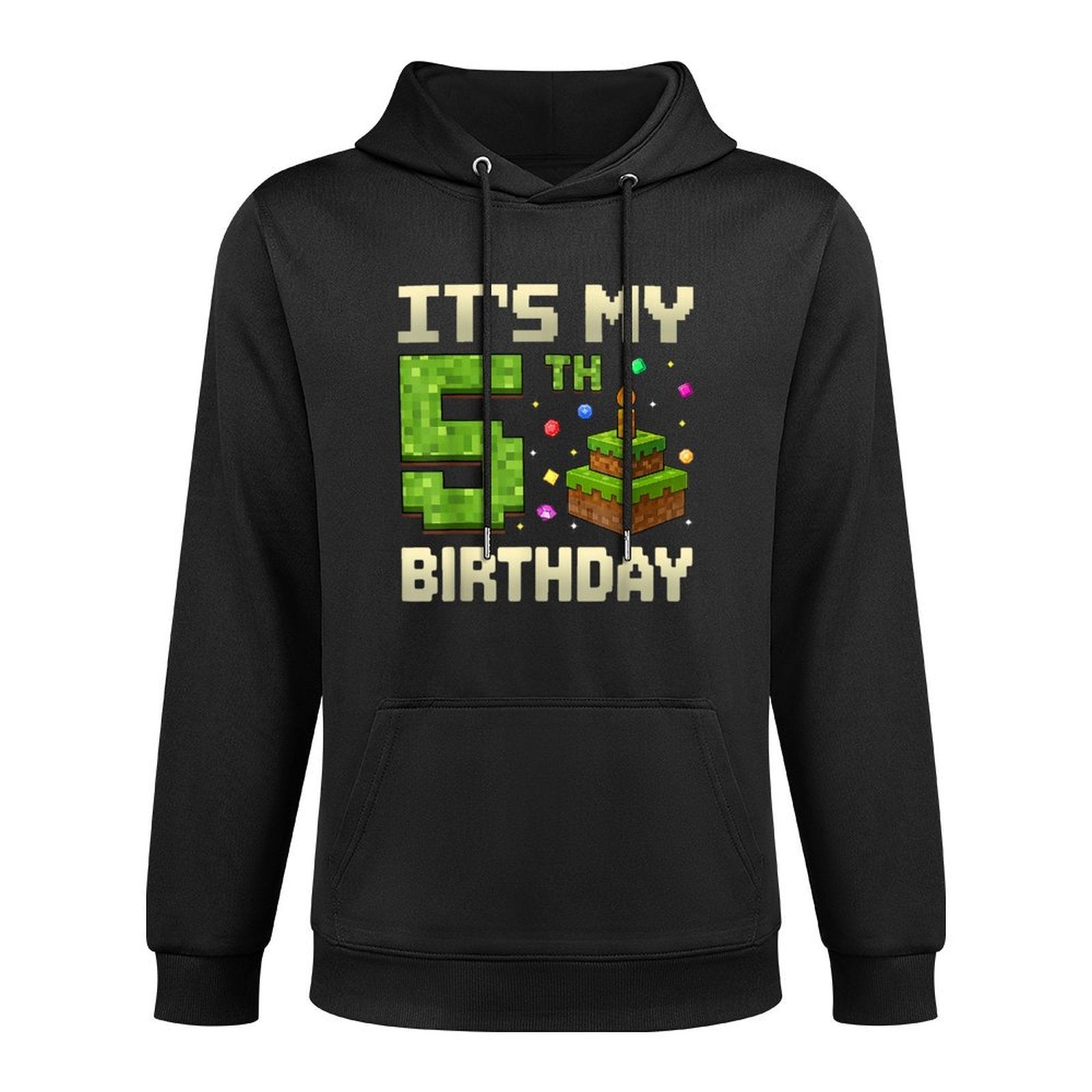 Birthday Boy Its My 5th Birthday Game Pixel Boys Cotton-Polyester Blend Hoodie