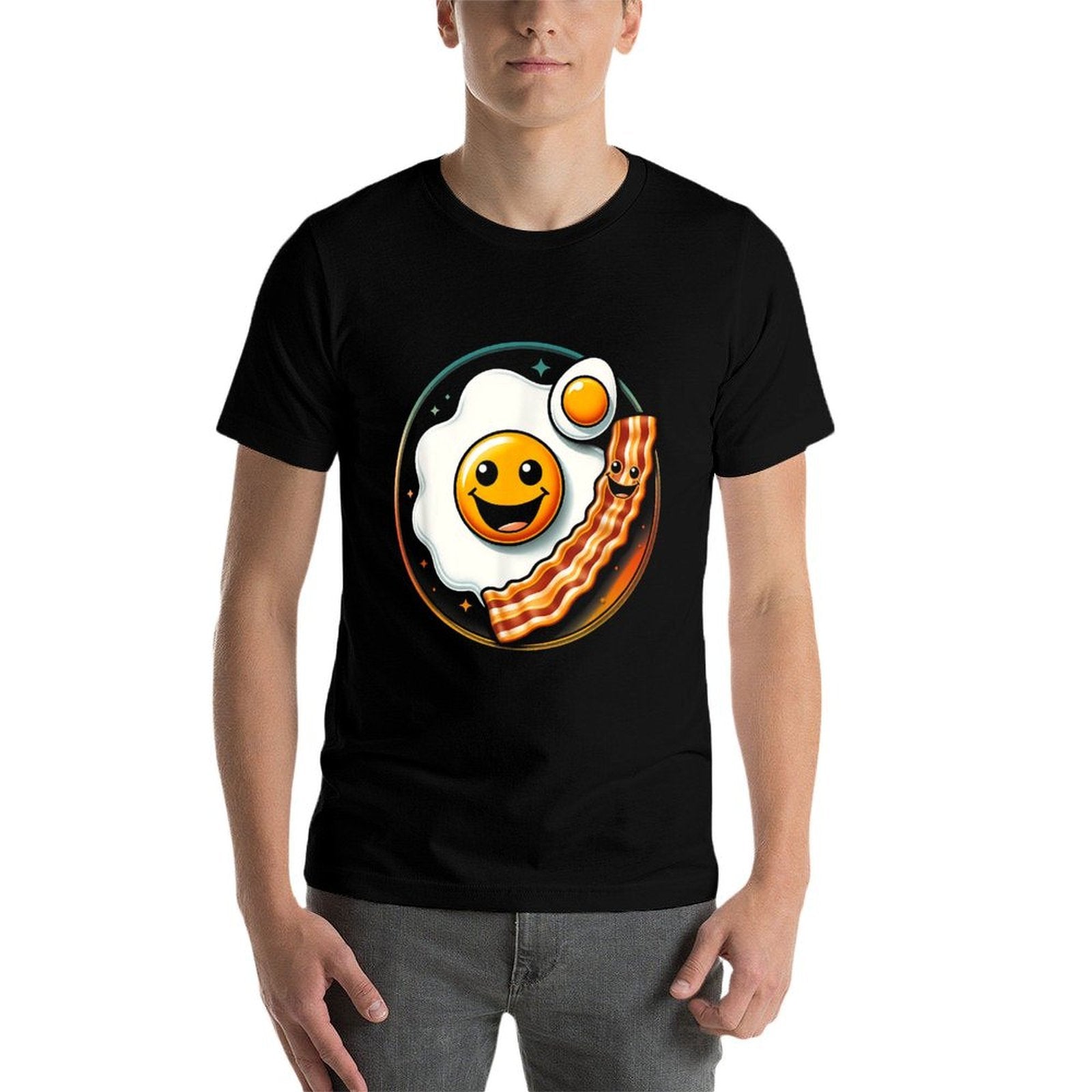 Egg And Bacon Smile Face Funny Breakfast Food Lover Meme  Trendy Pattern T-Shirt