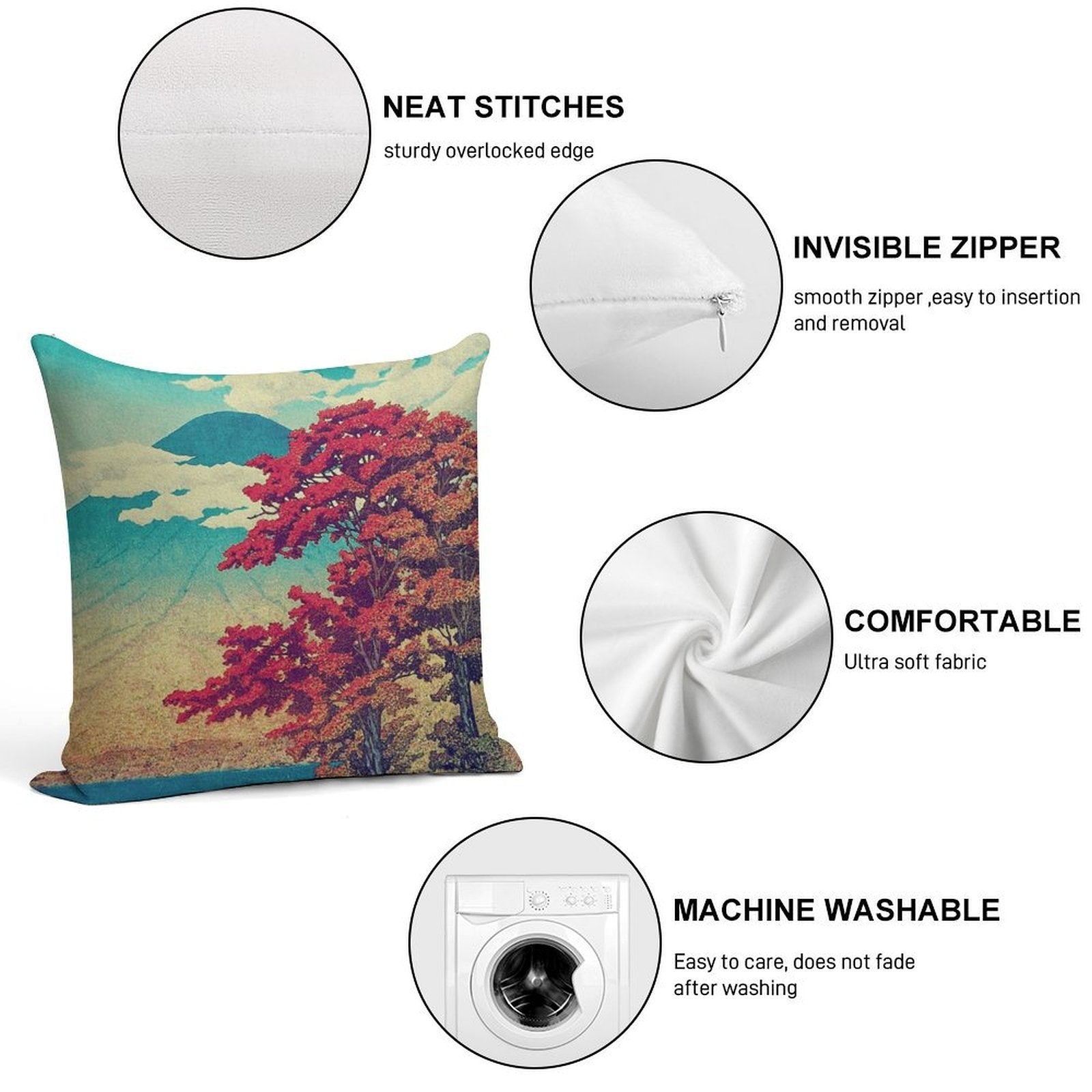 The New Year in Hisseii - Nature Landscape Soft Anti-Pilling Throw Pillow