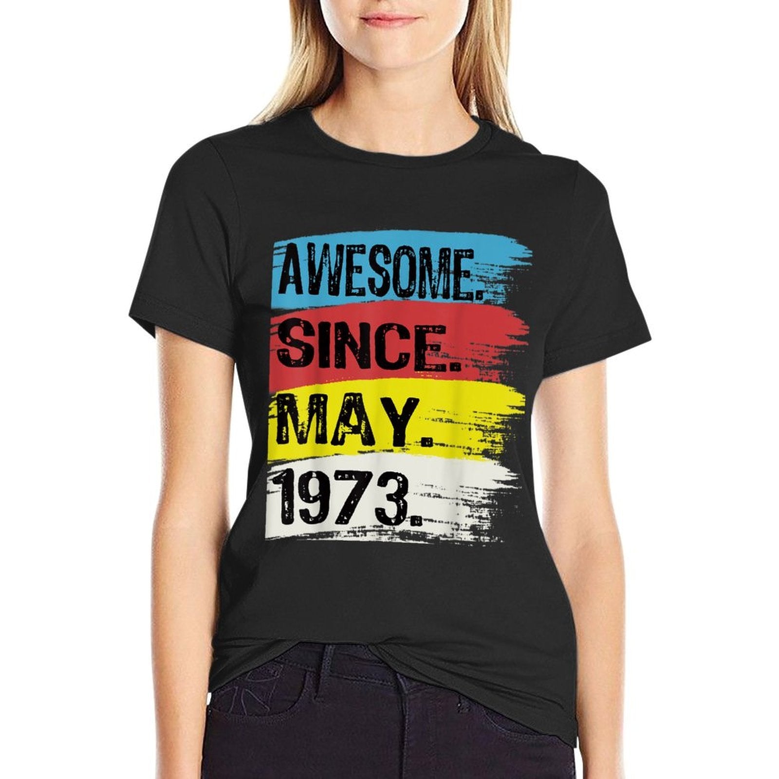 Awesome Since May 1973 Gemini Man Taurus Girl 50th Birthday  Oversized Silhouette T-Shirt