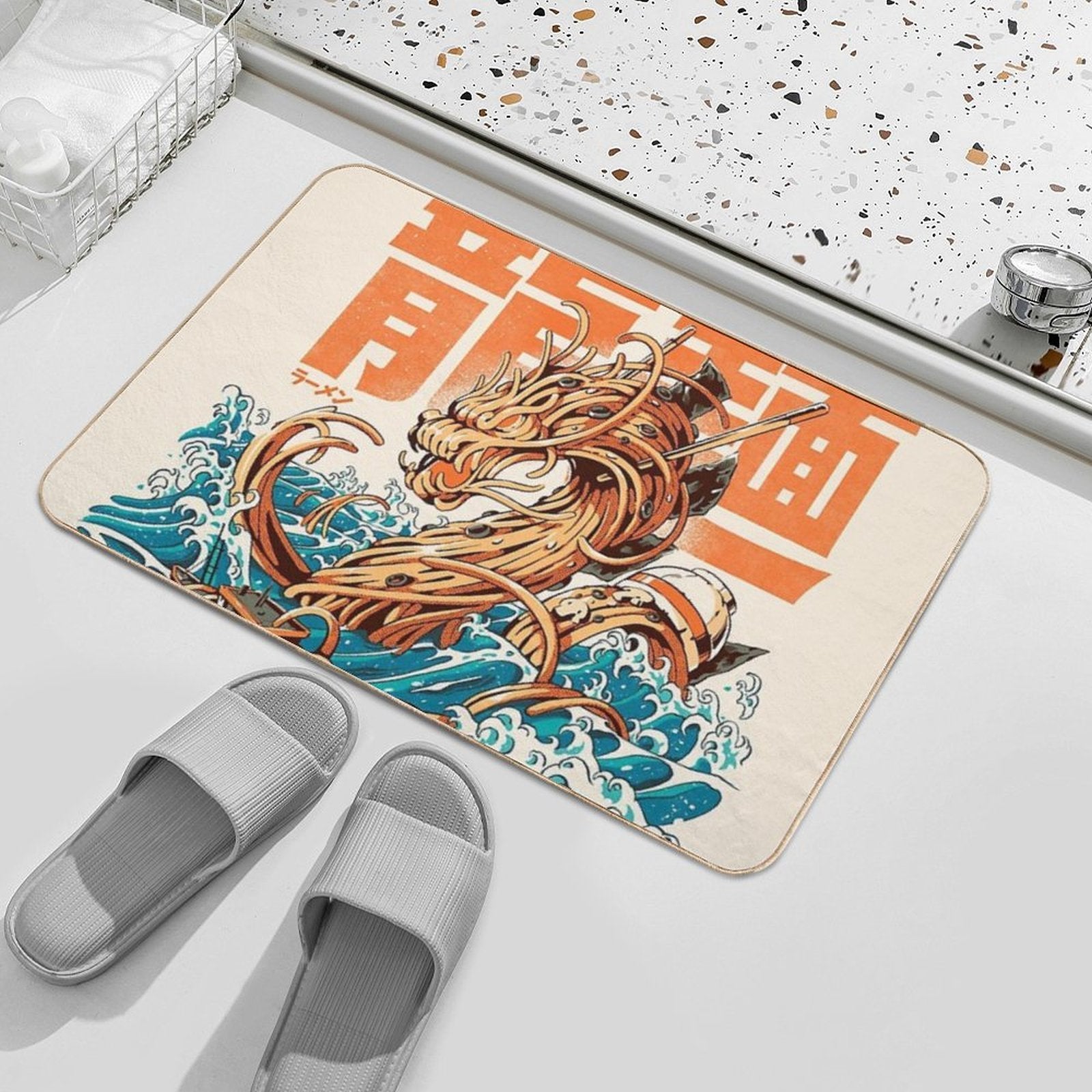 Great Ramen Dragon Off Kanagawa  Non-Slip Bath Mat