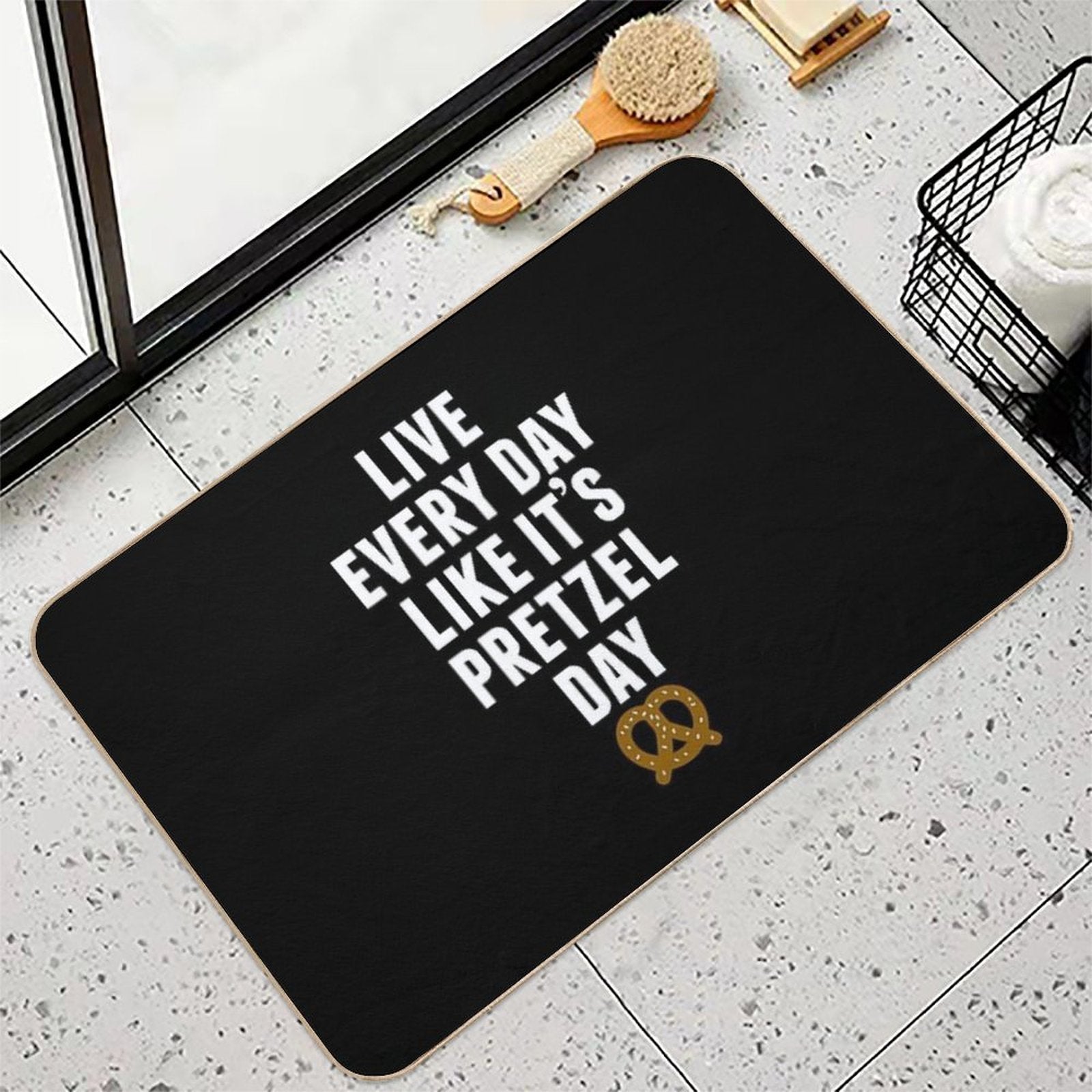Live Every Day Like It's Pretzel Day (Variant)  Easy To Clean Bath Mat