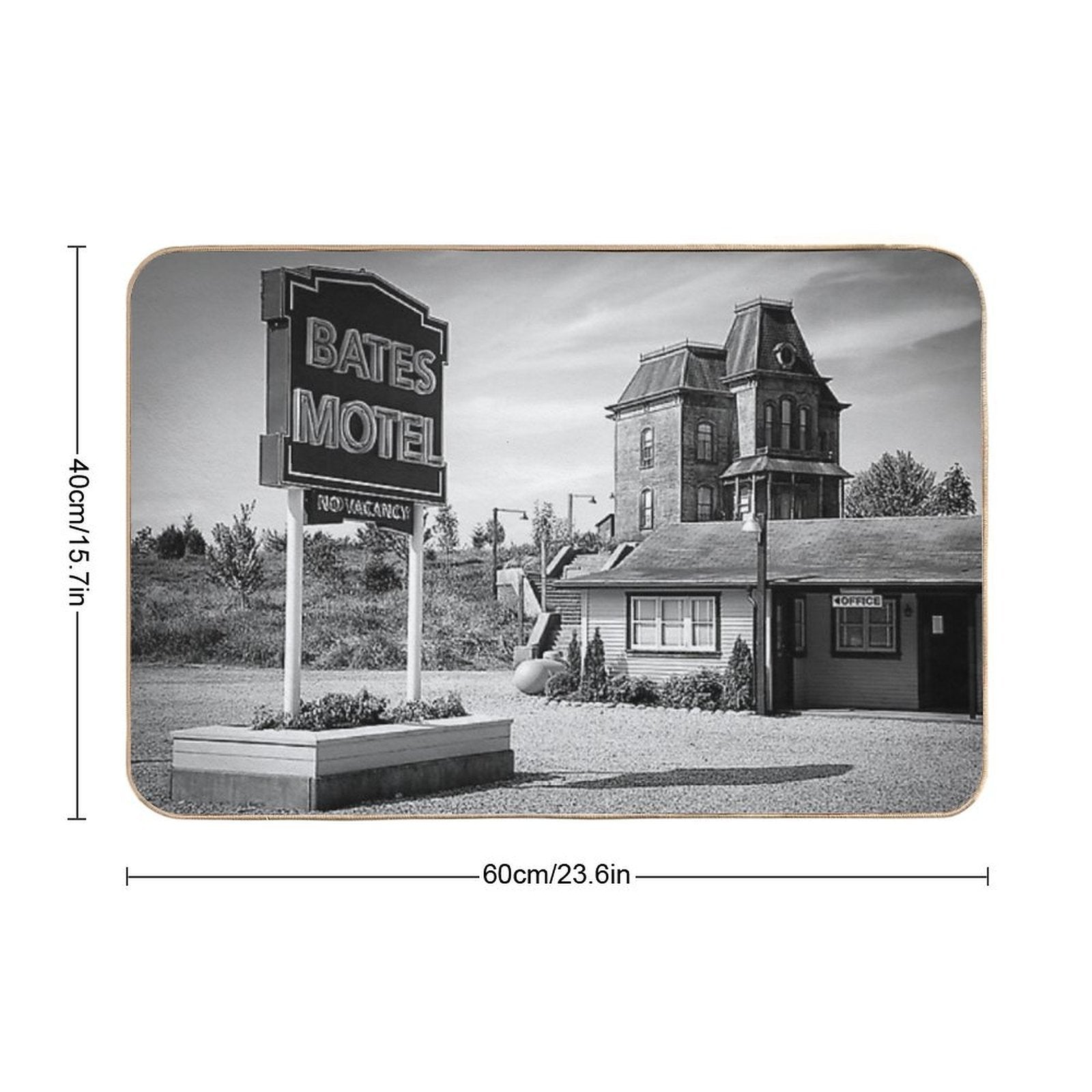 Motel Spooky Psycho Norman Vintage Antique Still Print  Anti-Trip Bath Mat