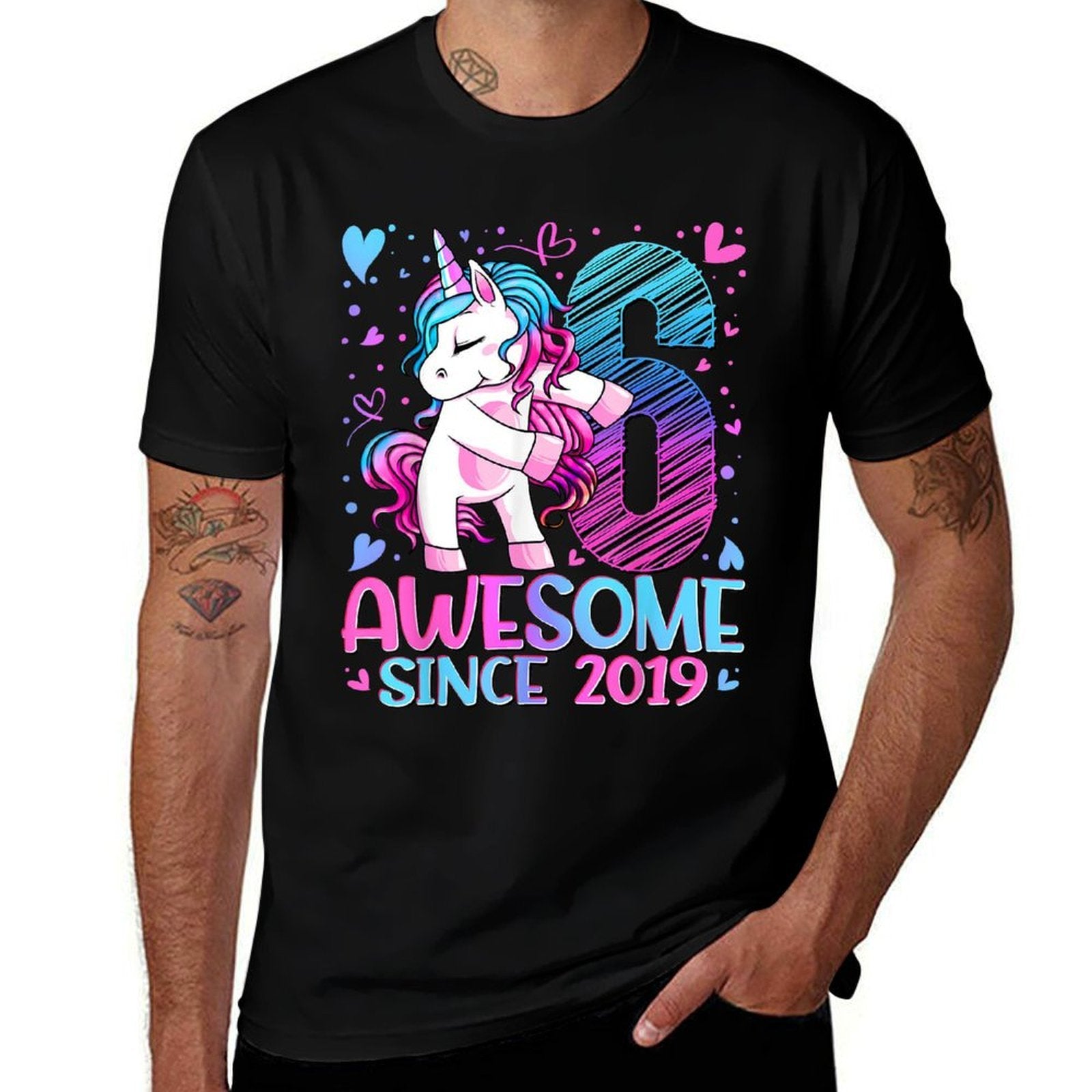 6 Year Old Unicorn Gifts For Girls 6th Birthday Girl Party  Polyester Blend T-Shirt