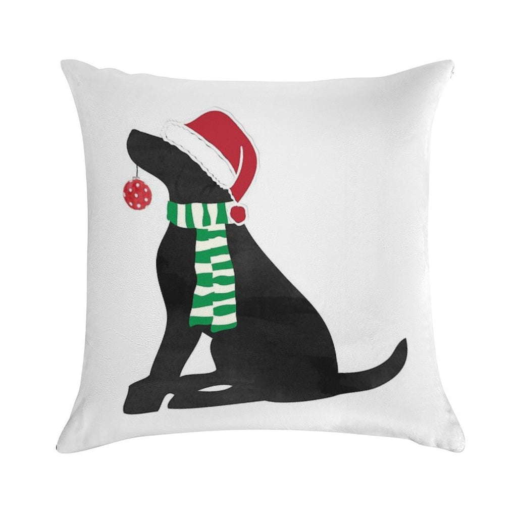 Christmas Black Lab Holiday Dog Soft Ultra-Soft Texture Throw Pillow
