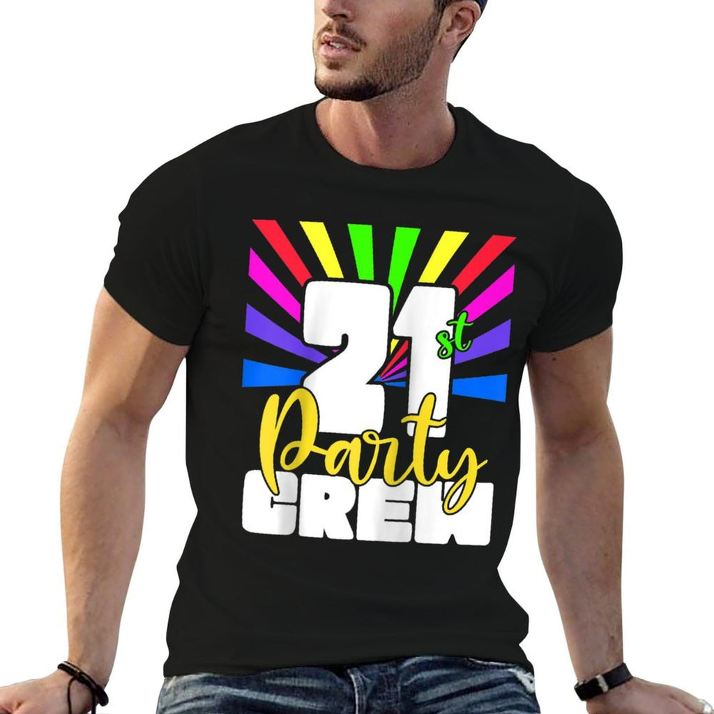 21st Party Crew Funny Birthday Squad 21 Year Old Birthday Raglan Baseball  Heathered Texture T-Shirt