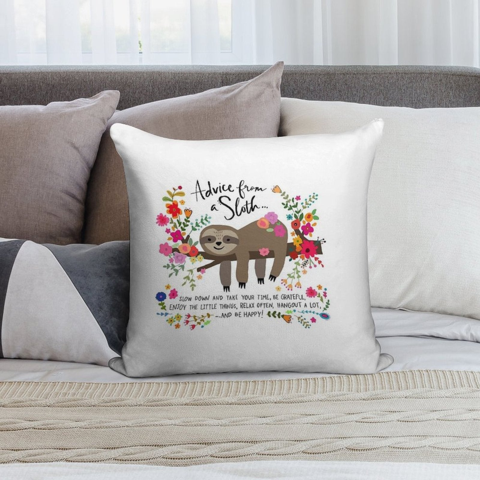 Advice From A Sloth Soft Easy Maintenance Throw Pillow