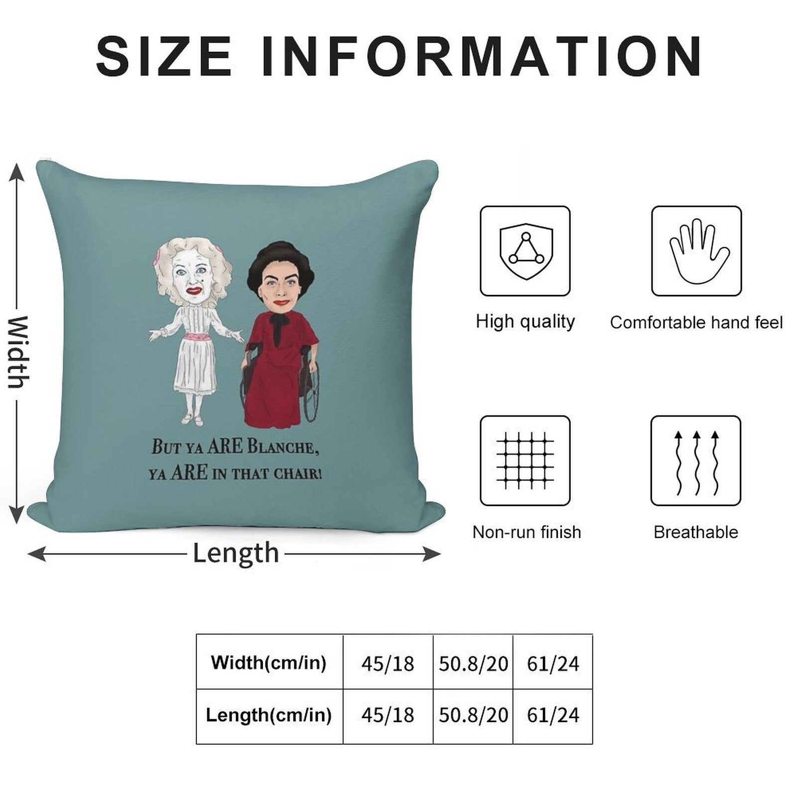 Whatever Happened to Baby Jane, Bette Davis, Joan Crawford Inspired Illustration. But You Are in That Chair Blanche Hudson Soft Style Accent Throw Pillow