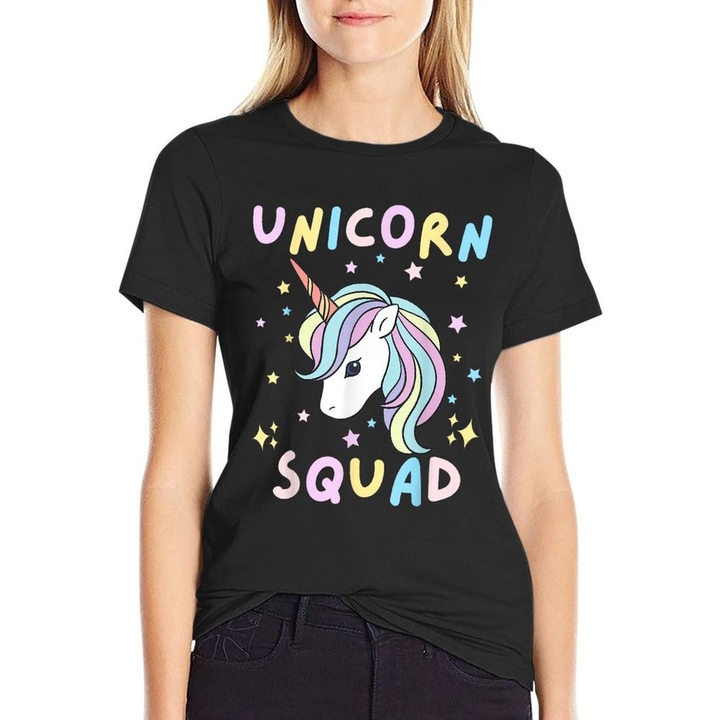 Unicorn Squad Cute Rainbow Lover Family Birthday Girls Party  Rolled Sleeves T-Shirt