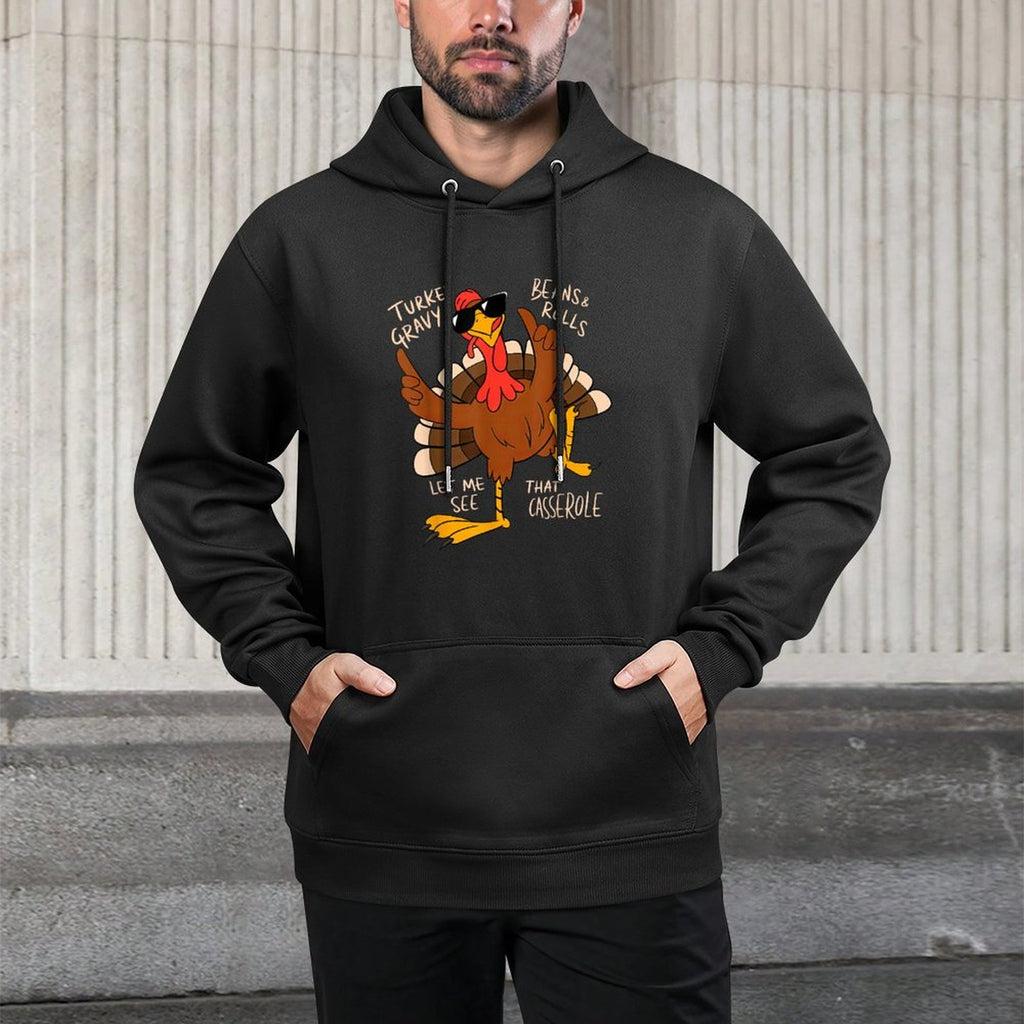Turkey Gravy Beans And Rolls Casserole Funny Thanksgiving Kangaroo Pocket Hoodie