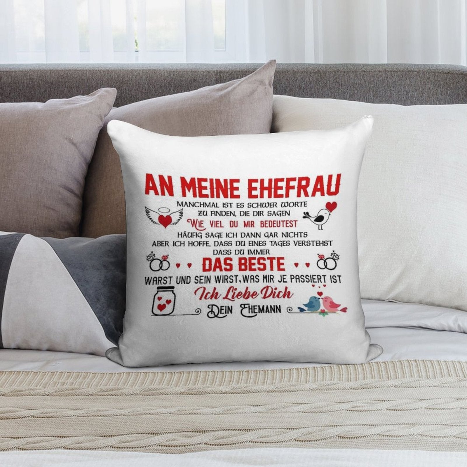 Gift for My Wife Perfect Gift Soft Luxury Feel Throw Pillow