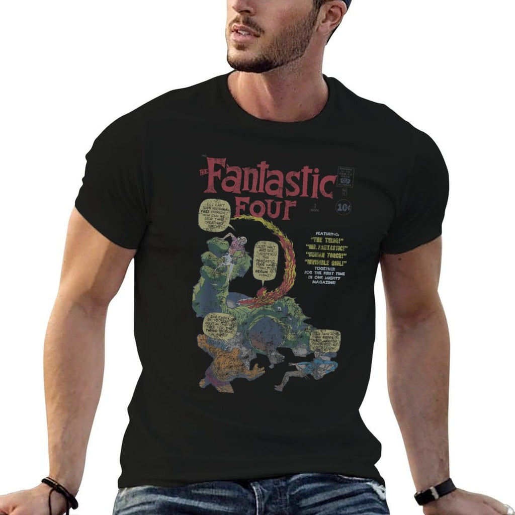 Marvel Fantastic Four First Appearance Vintage Comic Cover  High-quality Stitching T-Shirt