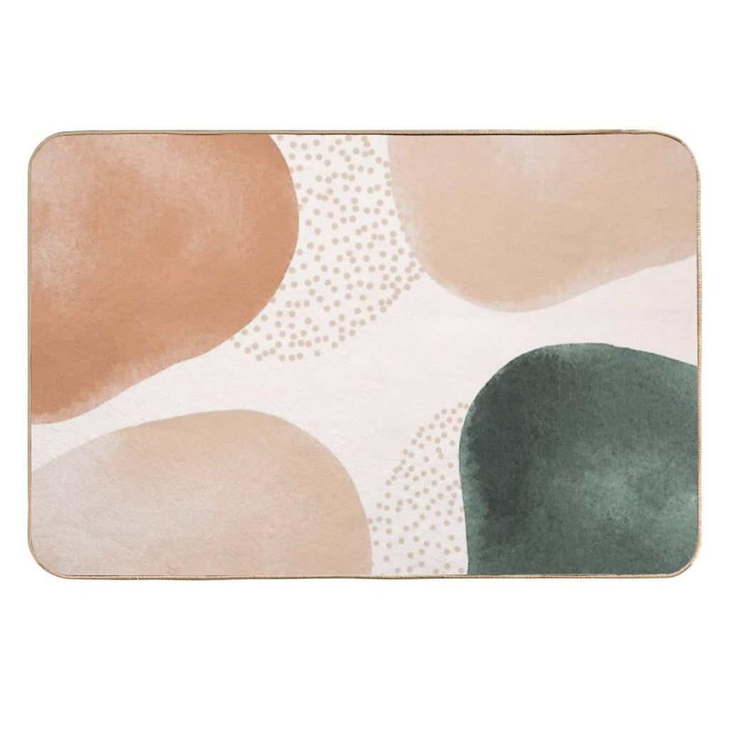 Boho Abstract Neutral Watercolor Geometric Shapes  Fade-Resistant Bath Mat