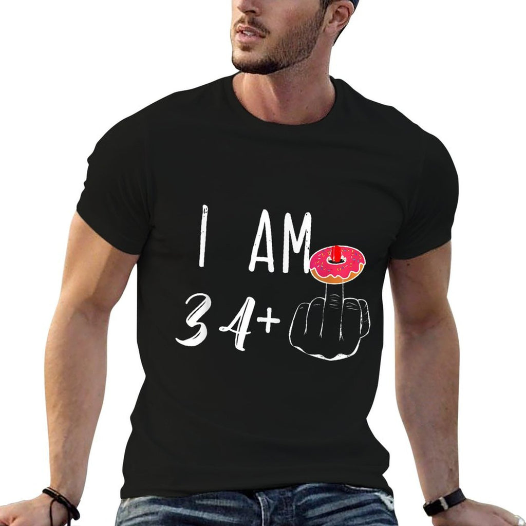 I Am 34 Plus 1 Middle Finger Donut For A 35th Birthday  Lightweight T-Shirt