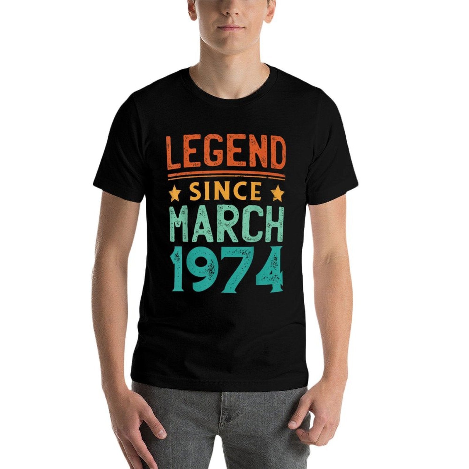 50 Years Old Legend Since March 1974 50th Birthday  Summer-ready Fabric T-Shirt