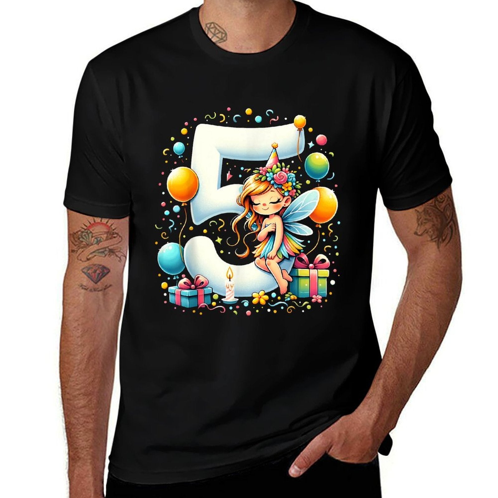 Kids Fairy Theme Fifth Bday Party 5th Fairy Birthday  Soft T-Shirt