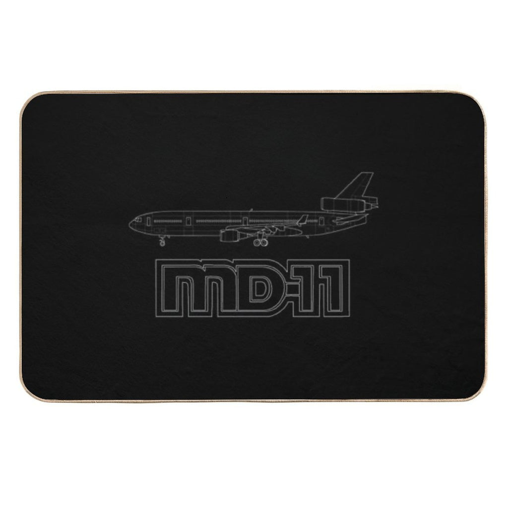 McDonnel Douglas MD-11 White Outline  Non-Slip Bath Mat