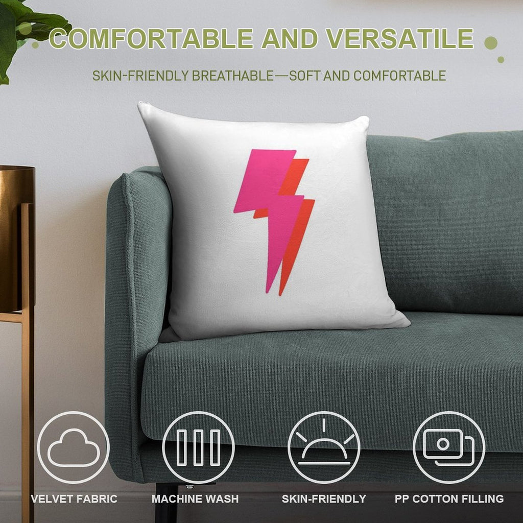 Neon Lightning Bolt Soft Anti-Pilling Throw Pillow