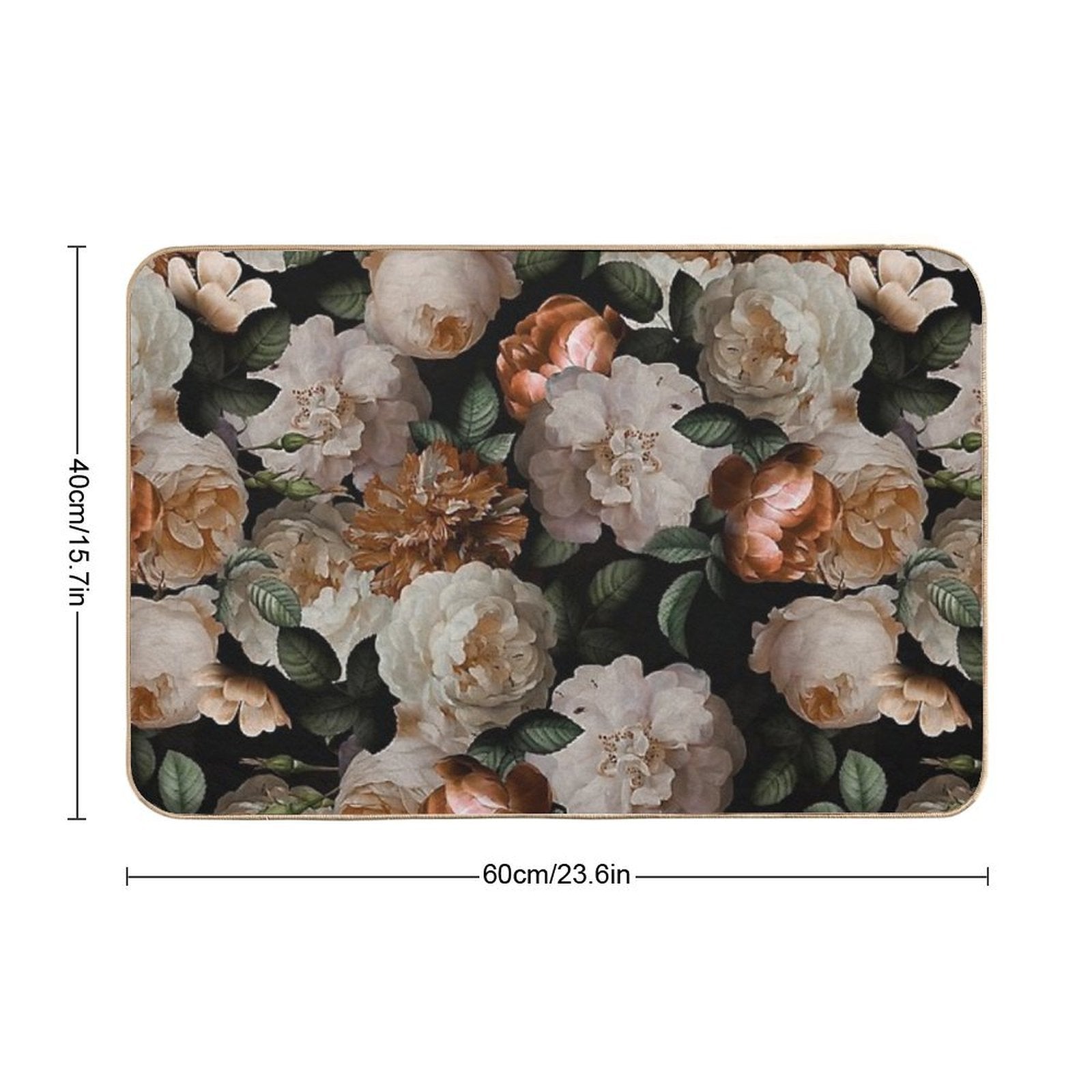 Antique Jan Davidsz. De Heem Lush Roses Flowers On Black Botanical Night GardenPattern Nightgarden  Fade-Resistant Bath Mat