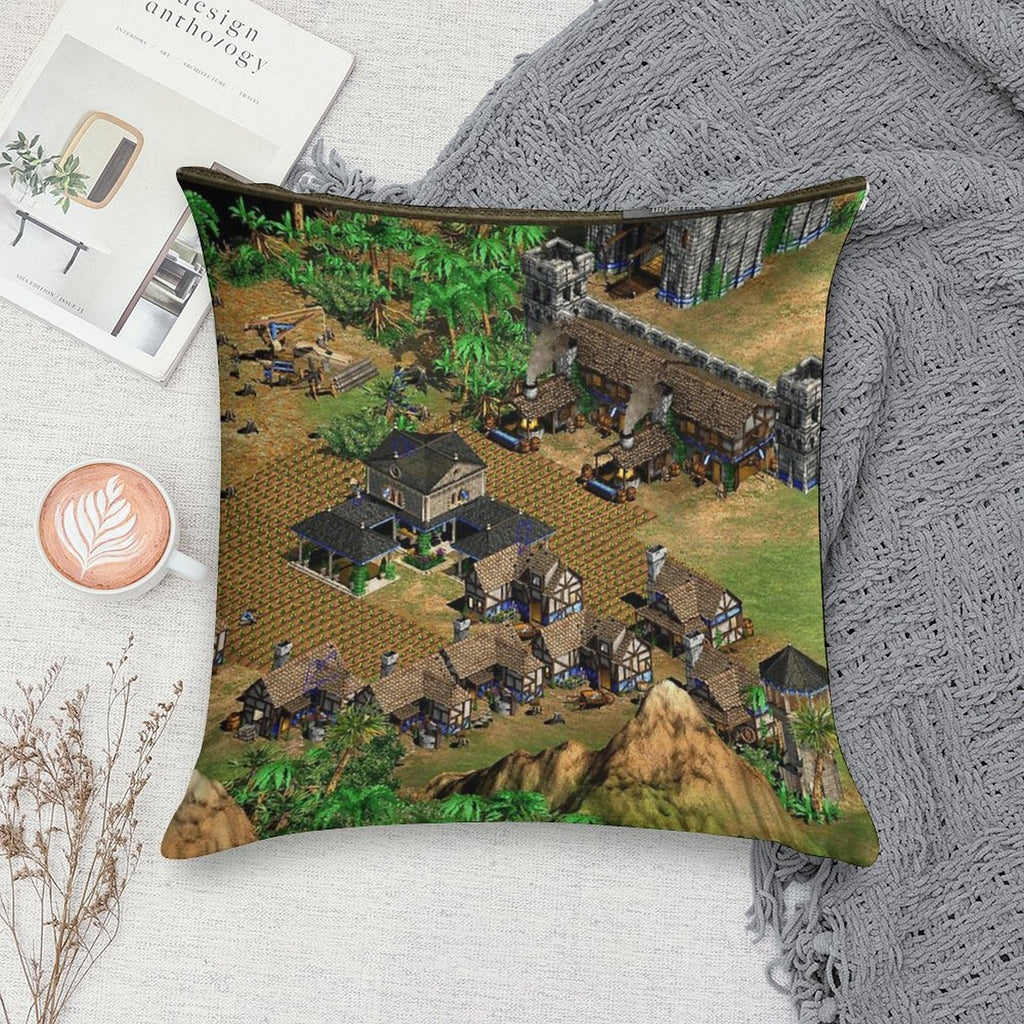 Age of Empires II Town Soft Reinforced Edging Throw Pillow