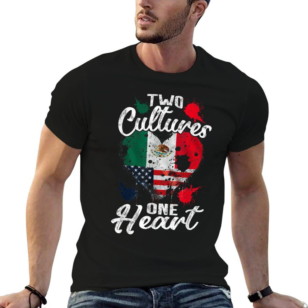 Two Cultures One Heart Usa America Mexico Mexican American  Quick-drying T-Shirt