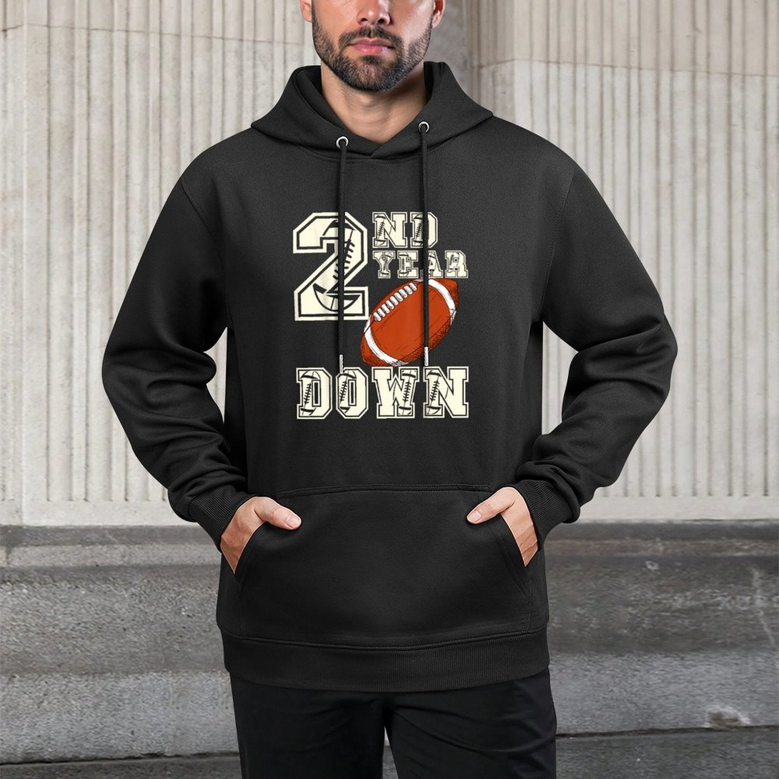 Kids 2nd Year Football Fun for Birthday Boys Touchdown Adjustable Hood Hoodie