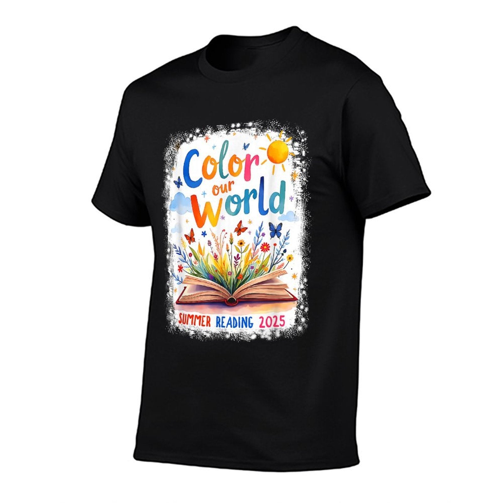 Color Our World Summer Reading Book Wildflowers Butterflies  Oversized Silhouette T-Shirt