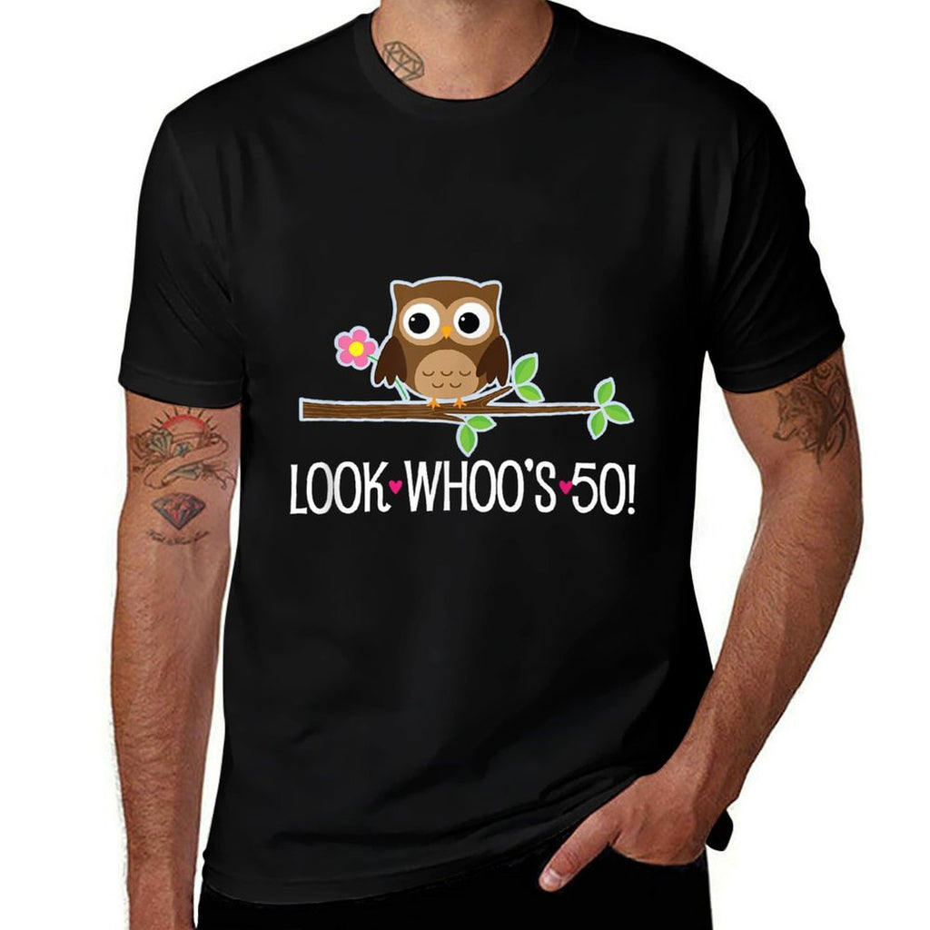 50th Birthday Funny Look Who Is 50 Owl T-shirt  Relaxed-fit T-Shirt