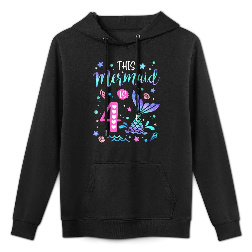 Mermaid Is 4 Yrs Old 4th Birthday Girl Mermazing Theme Medium-Weight Fabric Hoodie