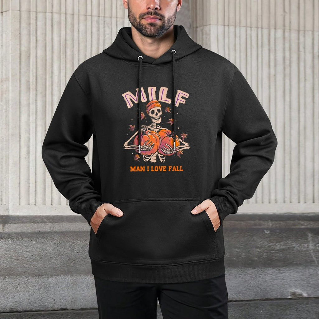 MILF Man I Love Fall Skeleton Pumpkin Thankgiving Funny Pilling-Resistant Hoodie