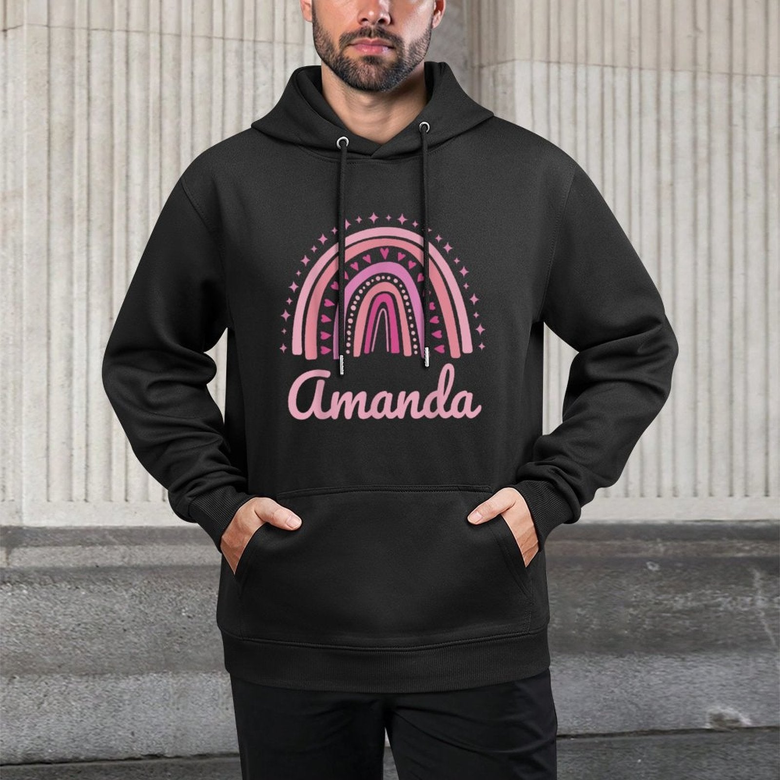 Amanda Name Personalized Funny Women Pink Rainbow Amanda Casual Wear Hoodie