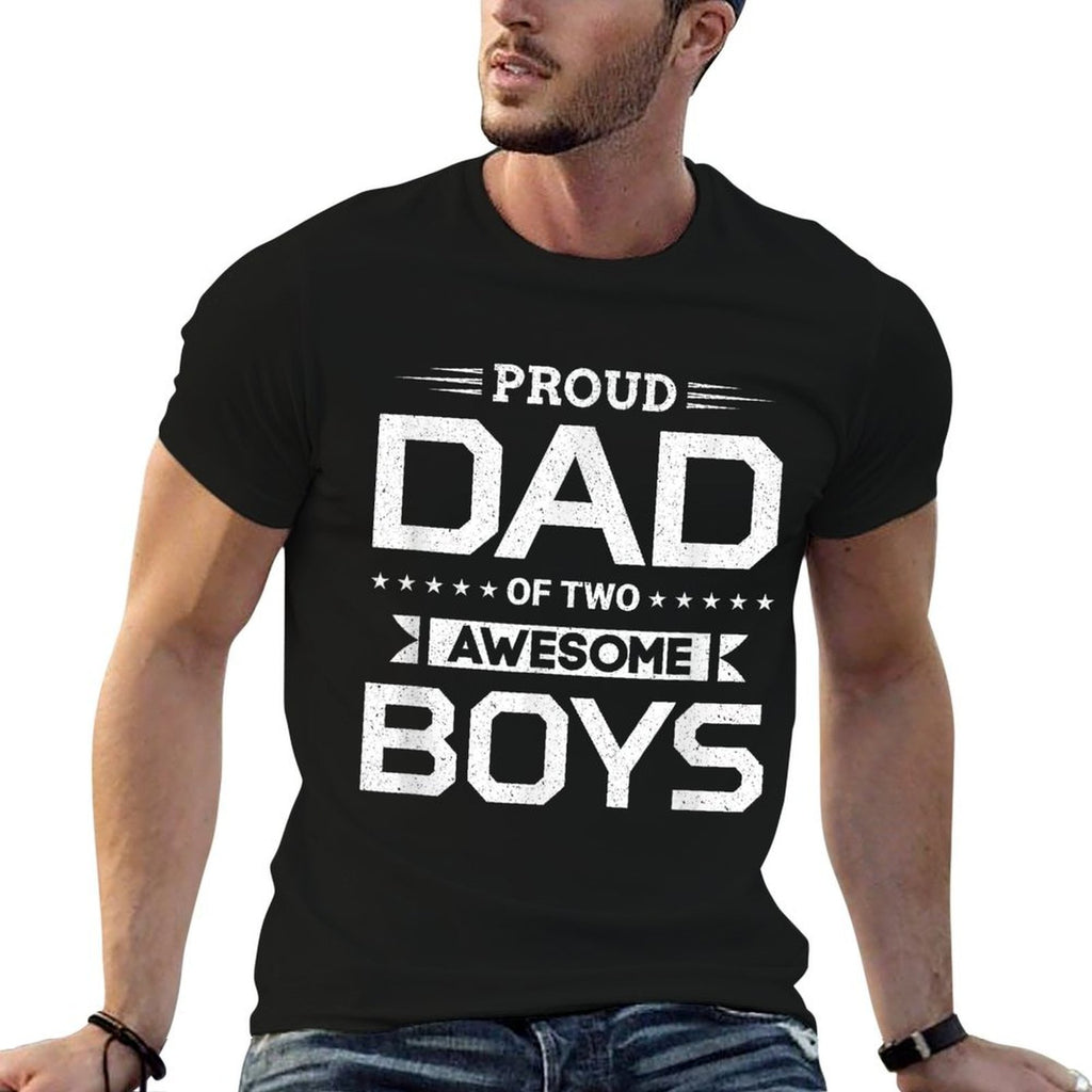 Proud Dad Of Two Awesome Boys Father Sons  Heathered Texture T-Shirt