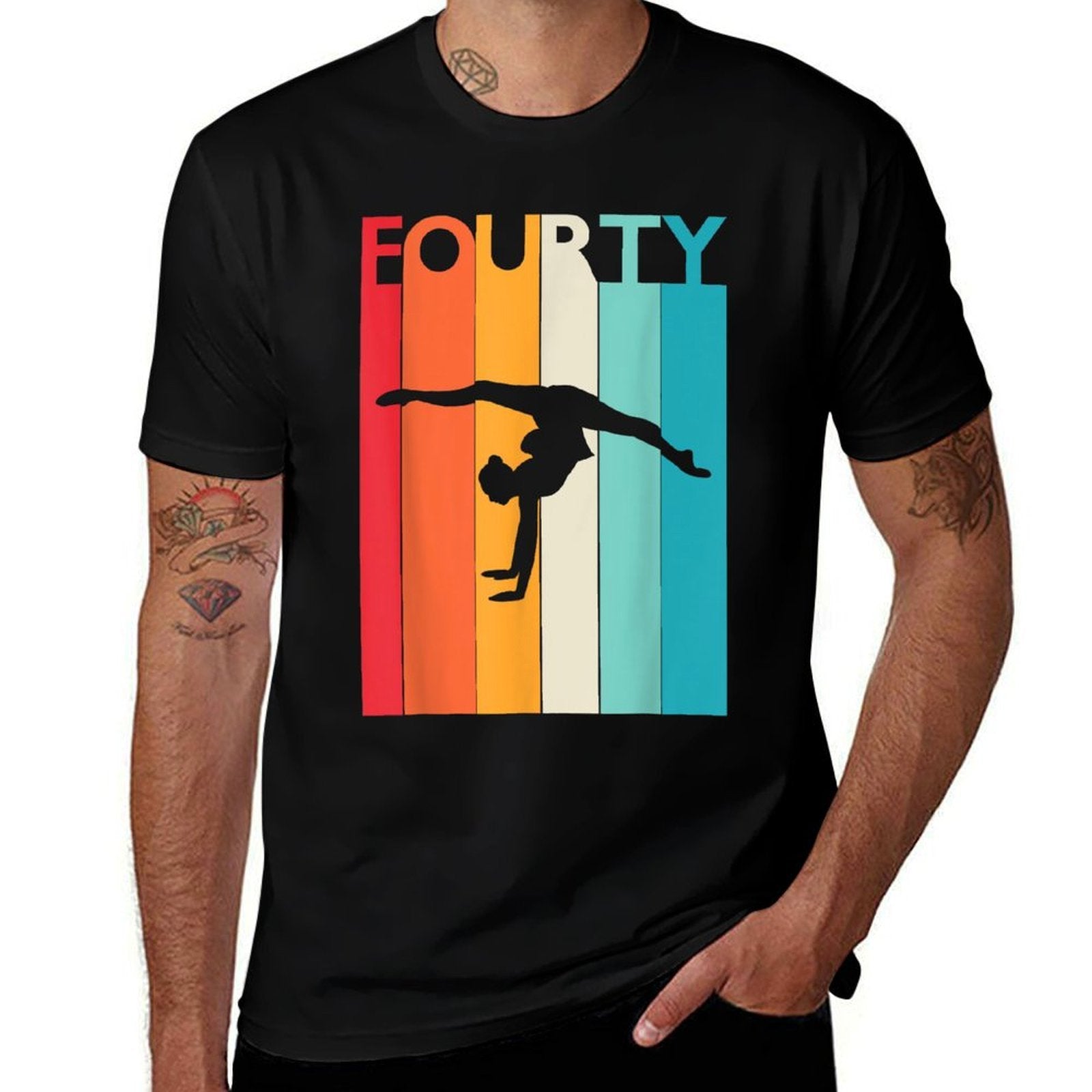 40th Birthday Gift Vintage Gymnastics for 40 Year Old  Stretchy T-Shirt