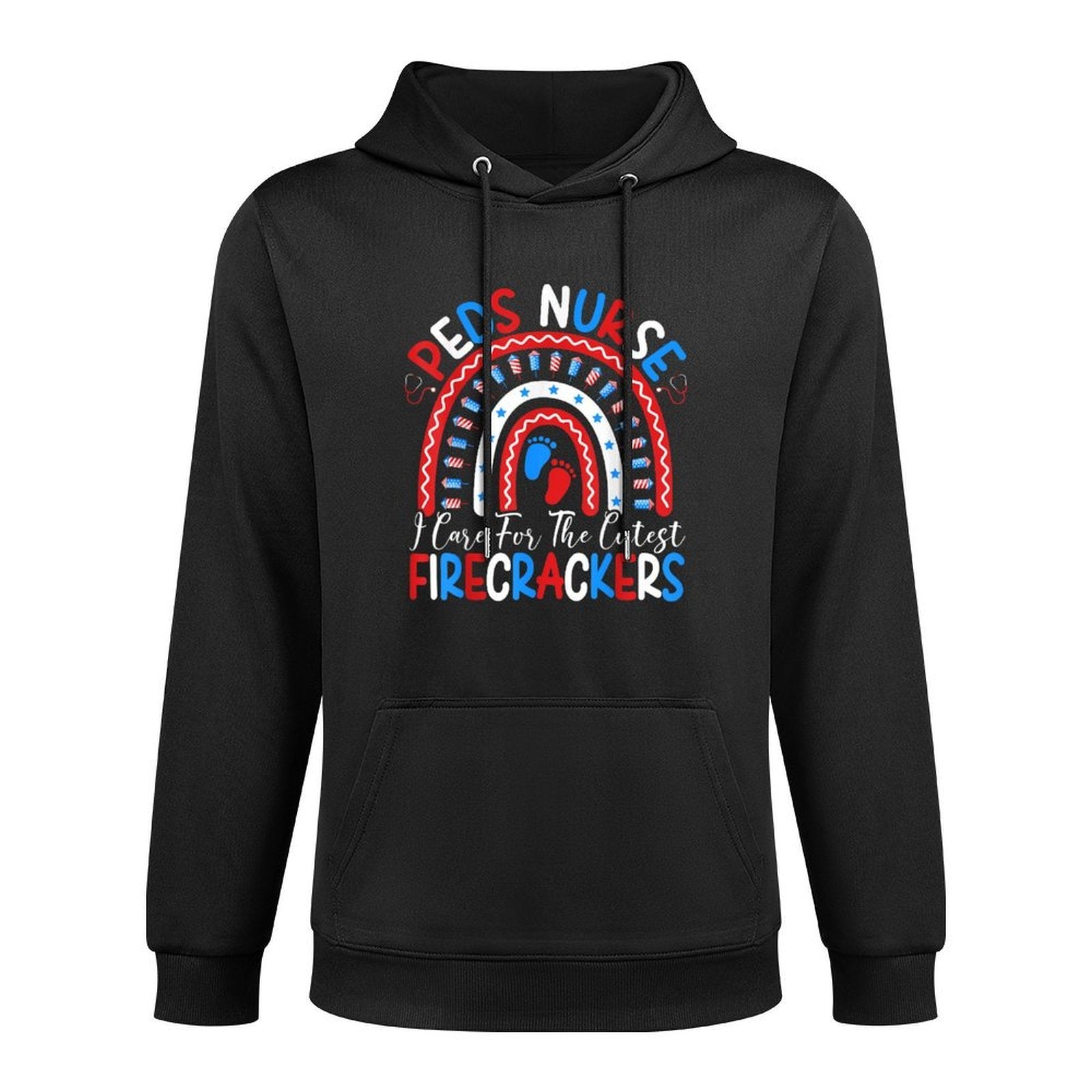 I Care For The Cutest Firecrackers 4th Of July PEDS Nurse Kangaroo Pocket Hoodie