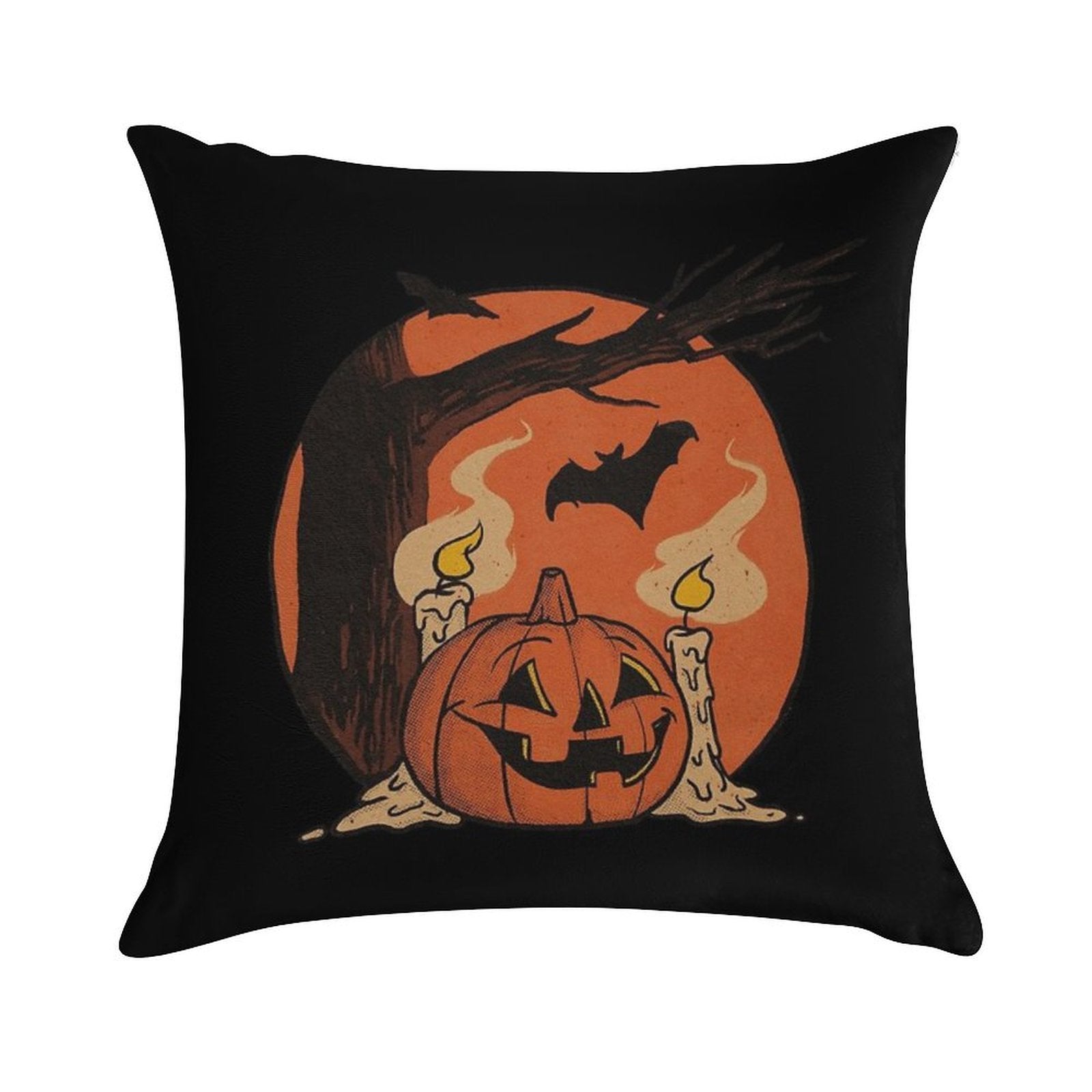 Vintage Pumpkin Scene Halloween Soft Durable Construction Throw Pillow
