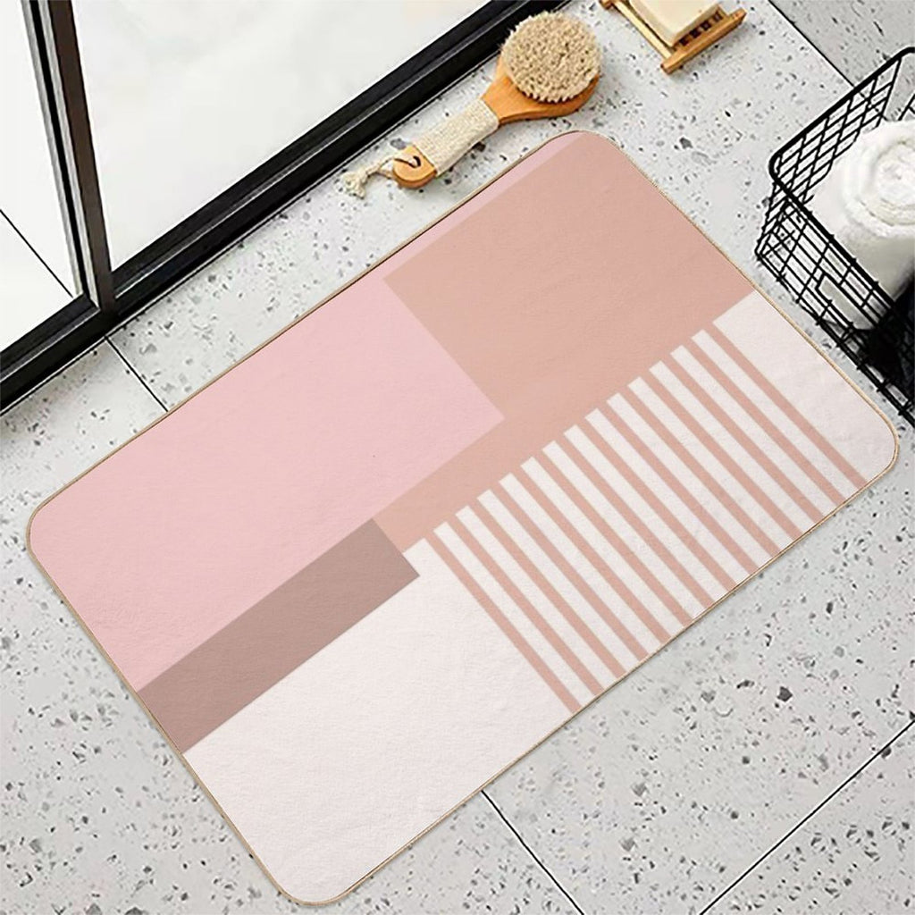 Sol Graphic Abstract Geometric Print in Pink  Absorbent Bath Mat