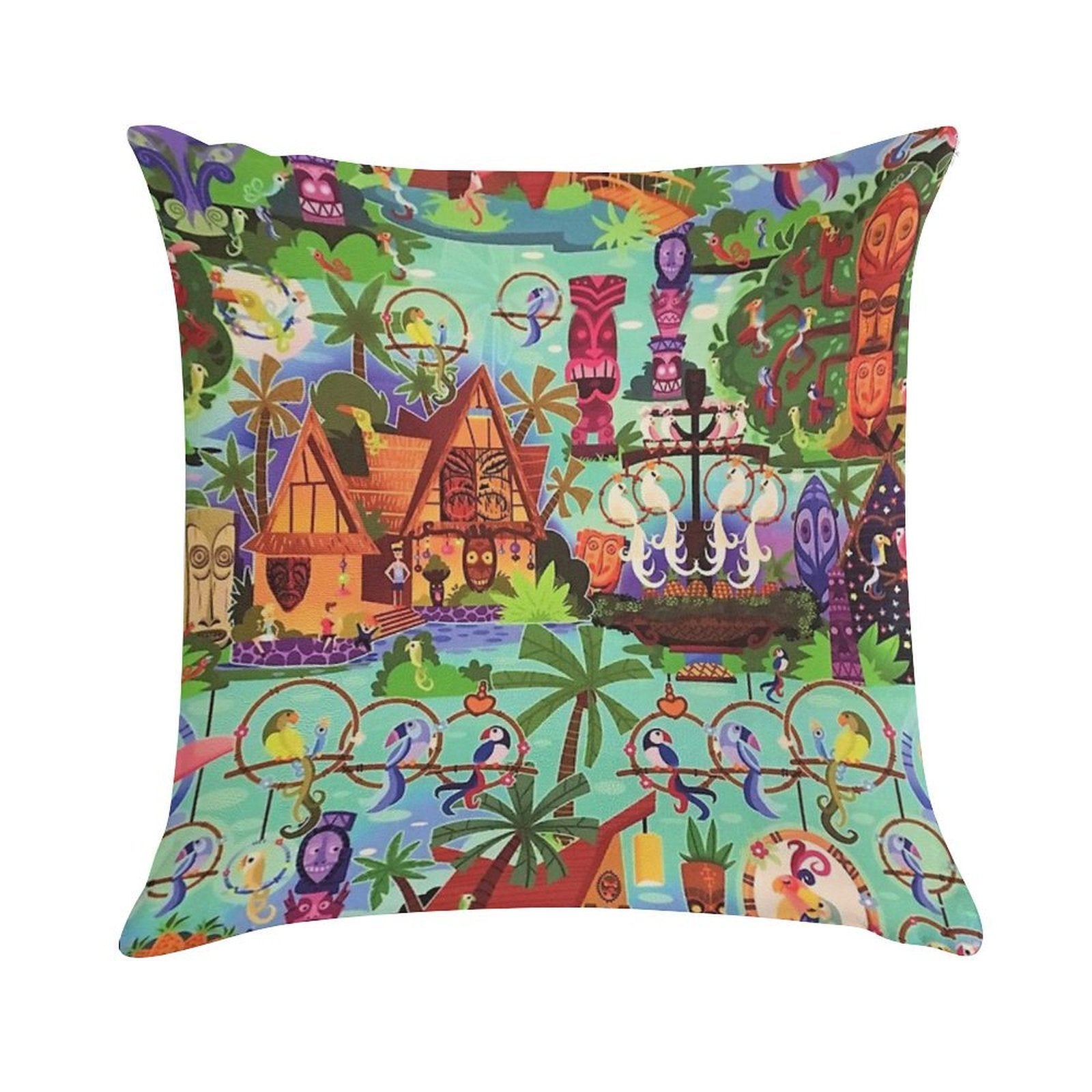 The ORIGINAL Enchanted Tiki Room Collage Soft Durable Construction Throw Pillow