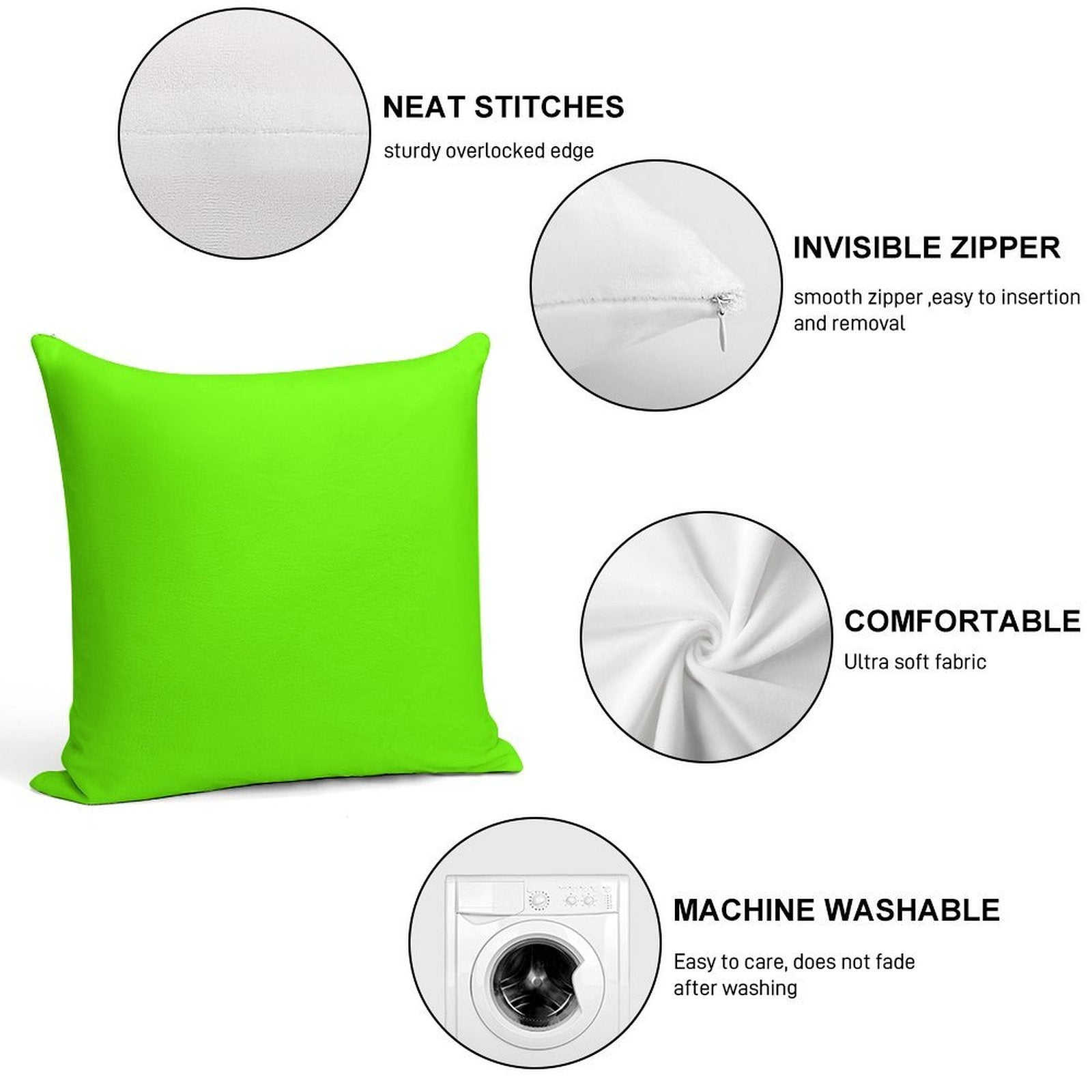 Super Bright Fluorescent Green Neon Soft Anti-Pilling Throw Pillow