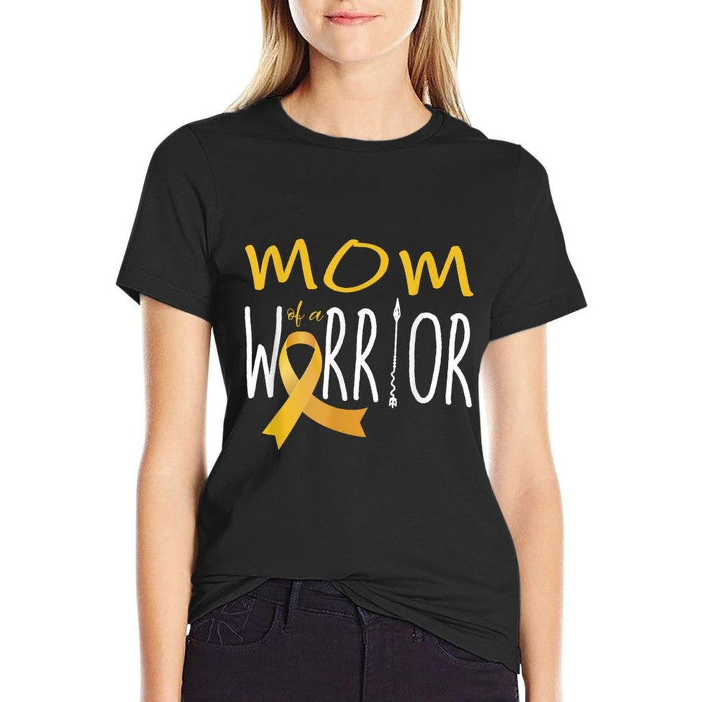 Childhood Cancer Awareness Mom of A Warrior  Cotton T-Shirt