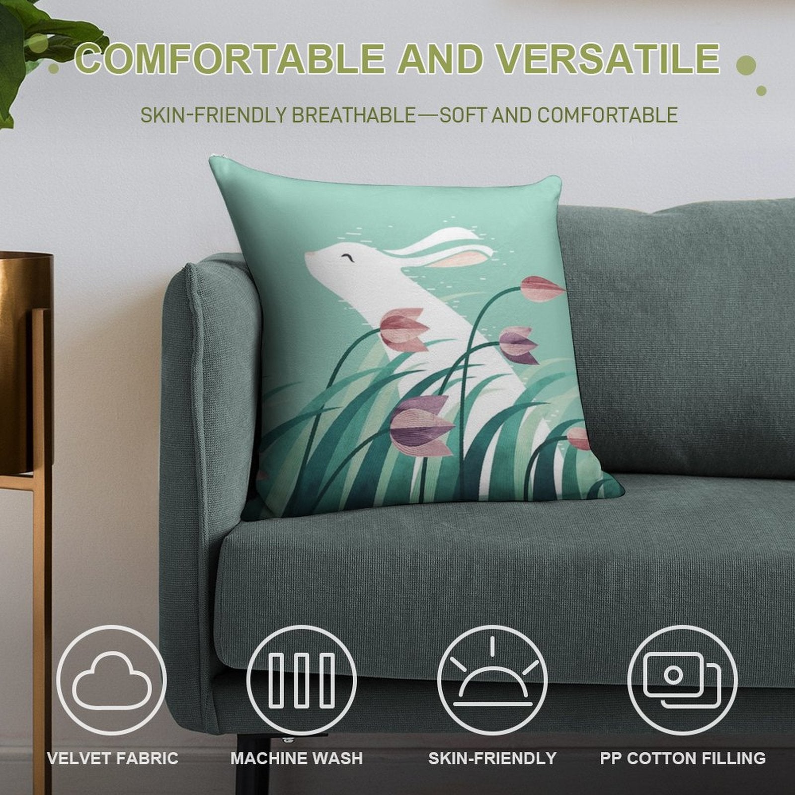 Rabbit, Resting Soft Shrink-Resistant Throw Pillow