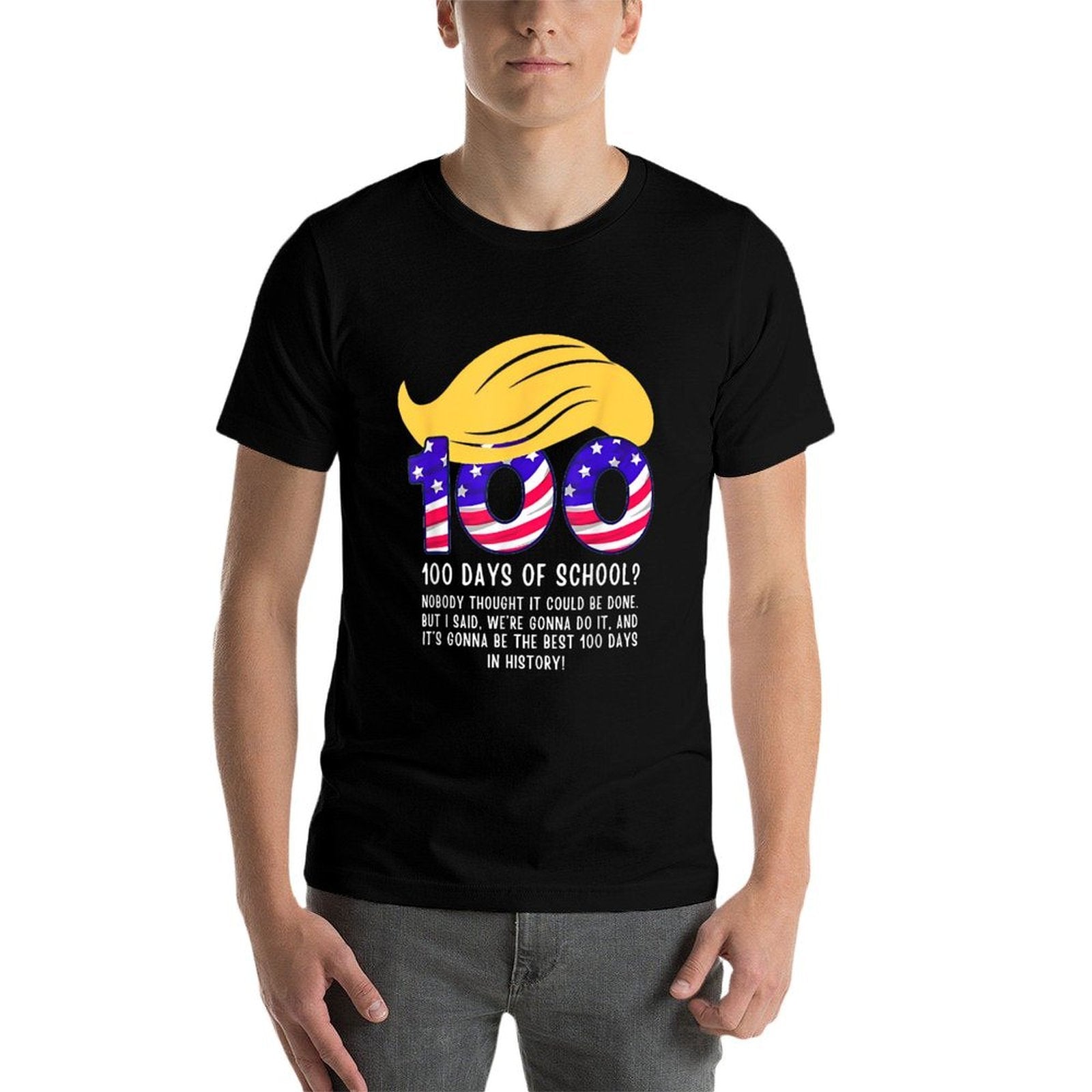 Funny Trump Hair 100 Days Of School  Oversized Silhouette T-Shirt