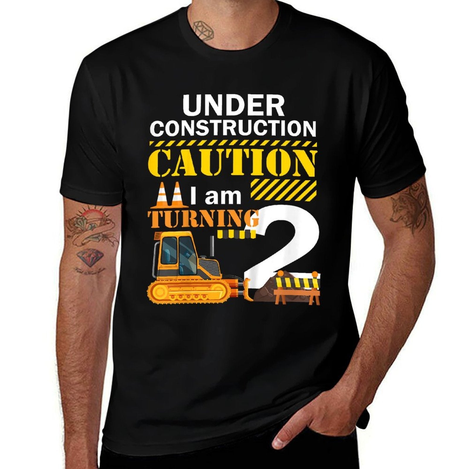 Kids 2nd Birthday Under Construction Caution I Am Turning 2  Soft T-Shirt