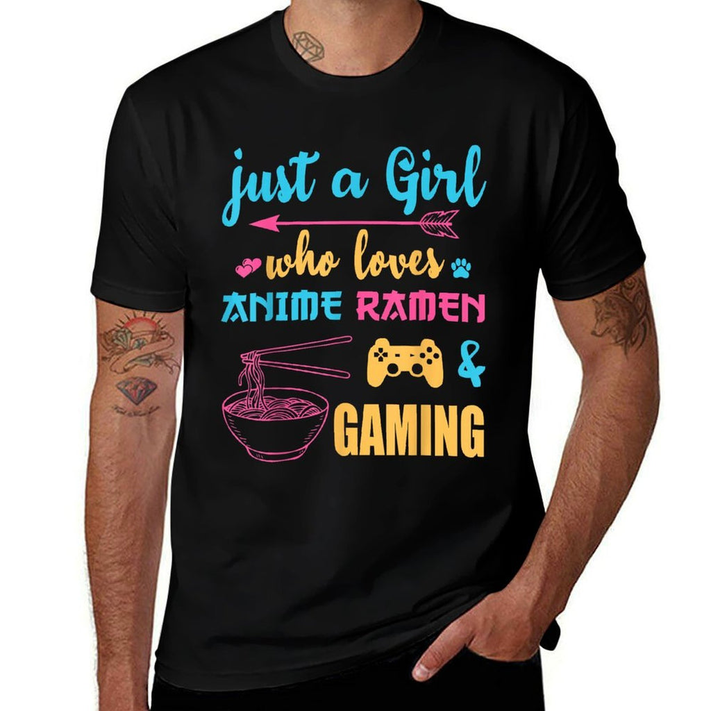 Just A Girl Who Loves Anime Ramen And Gaming Tee  Breathable T-Shirt