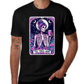 The Tired Mom Tarot Card Skeleton Mothers Day Skull Coffee  Oversized Silhouette T-Shirt