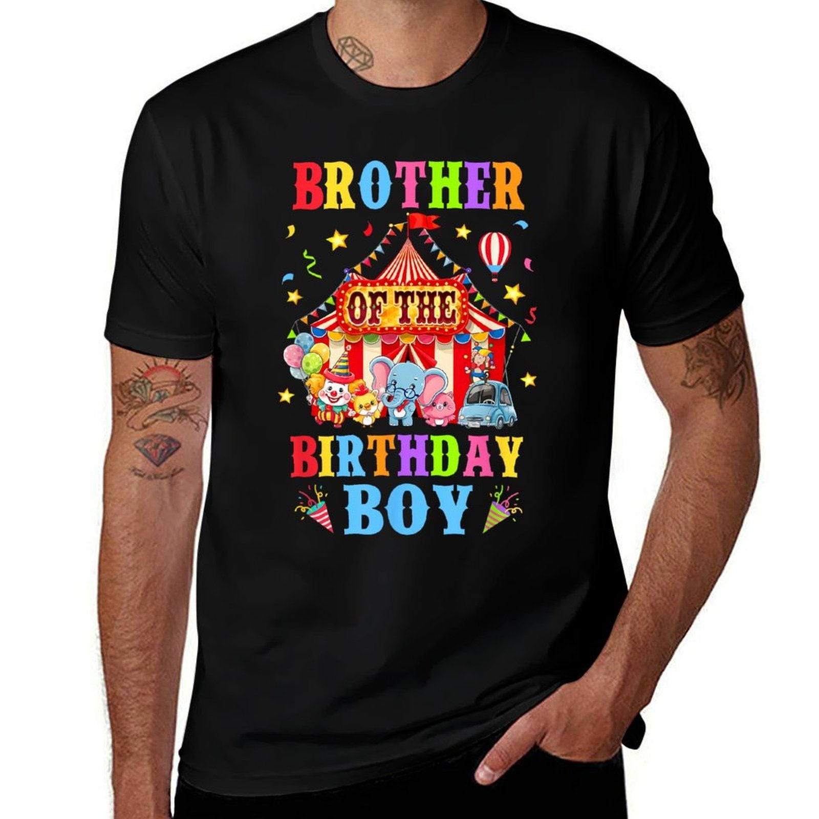 Brother Of The Birthday For Boy Circus Carnival Theme Party  Slim-fit Cut T-Shirt