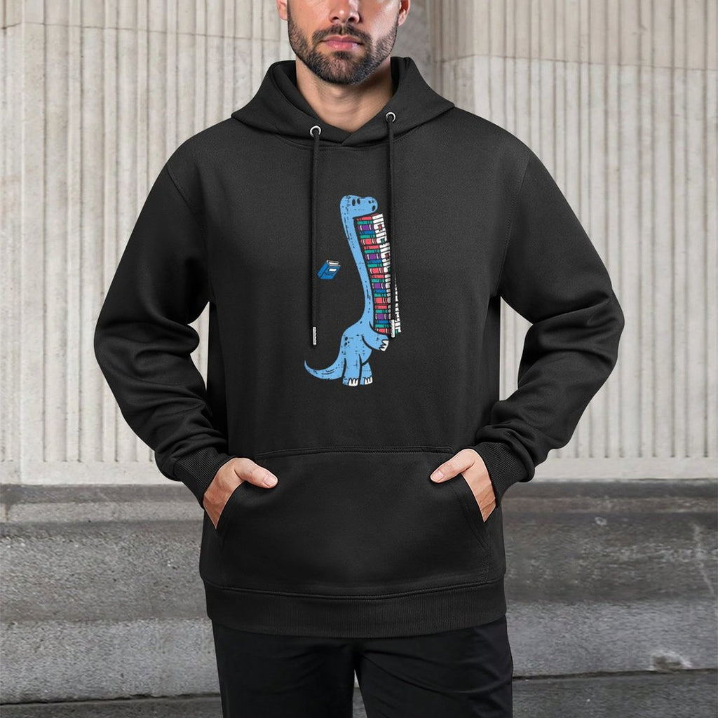 Dino Carrying Books Cute Bookworm Boys Kids Librarian Men Unisex Design Hoodie