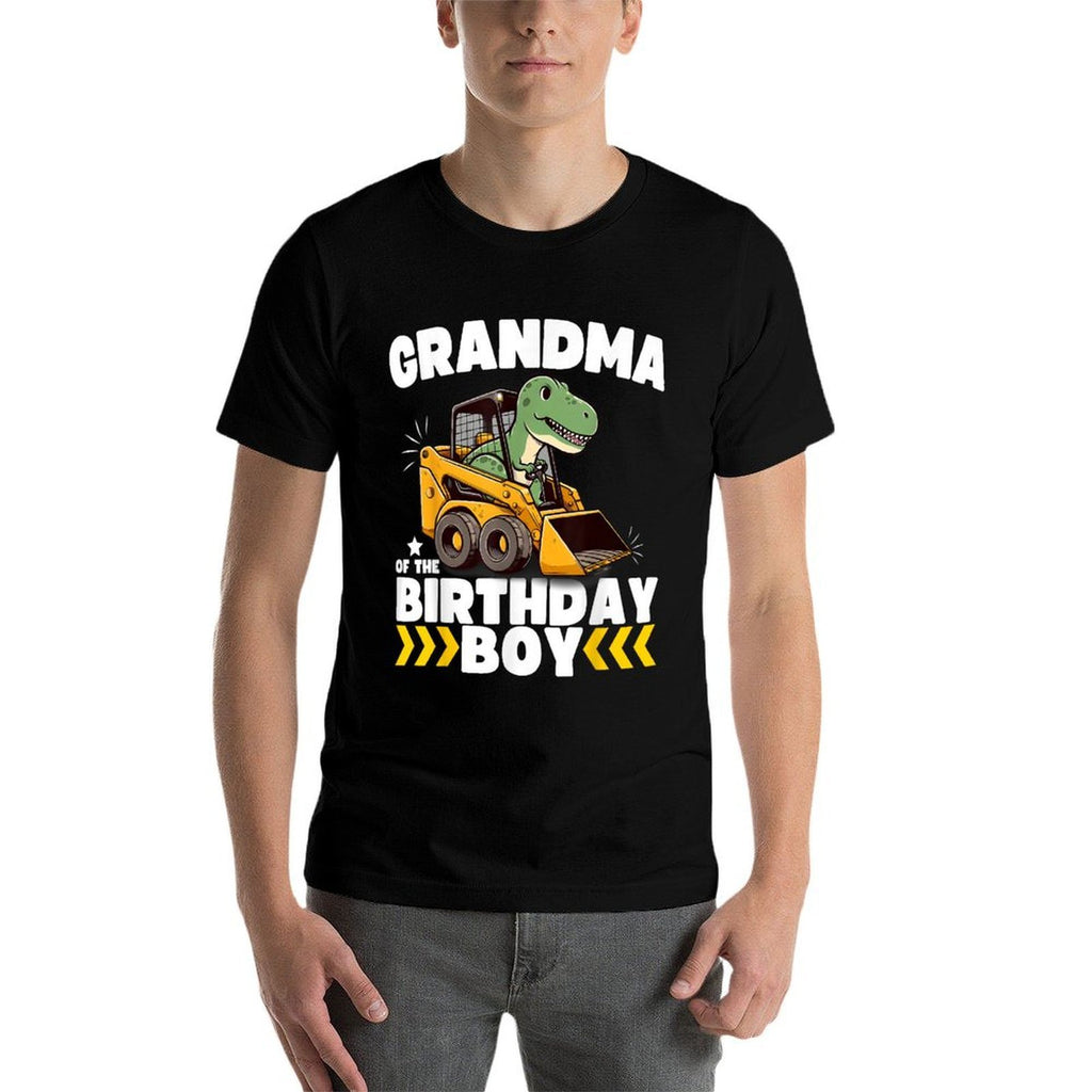 Grandma of The Birthday Boy Dinosaur Construction Worker  Summer-ready Fabric T-Shirt