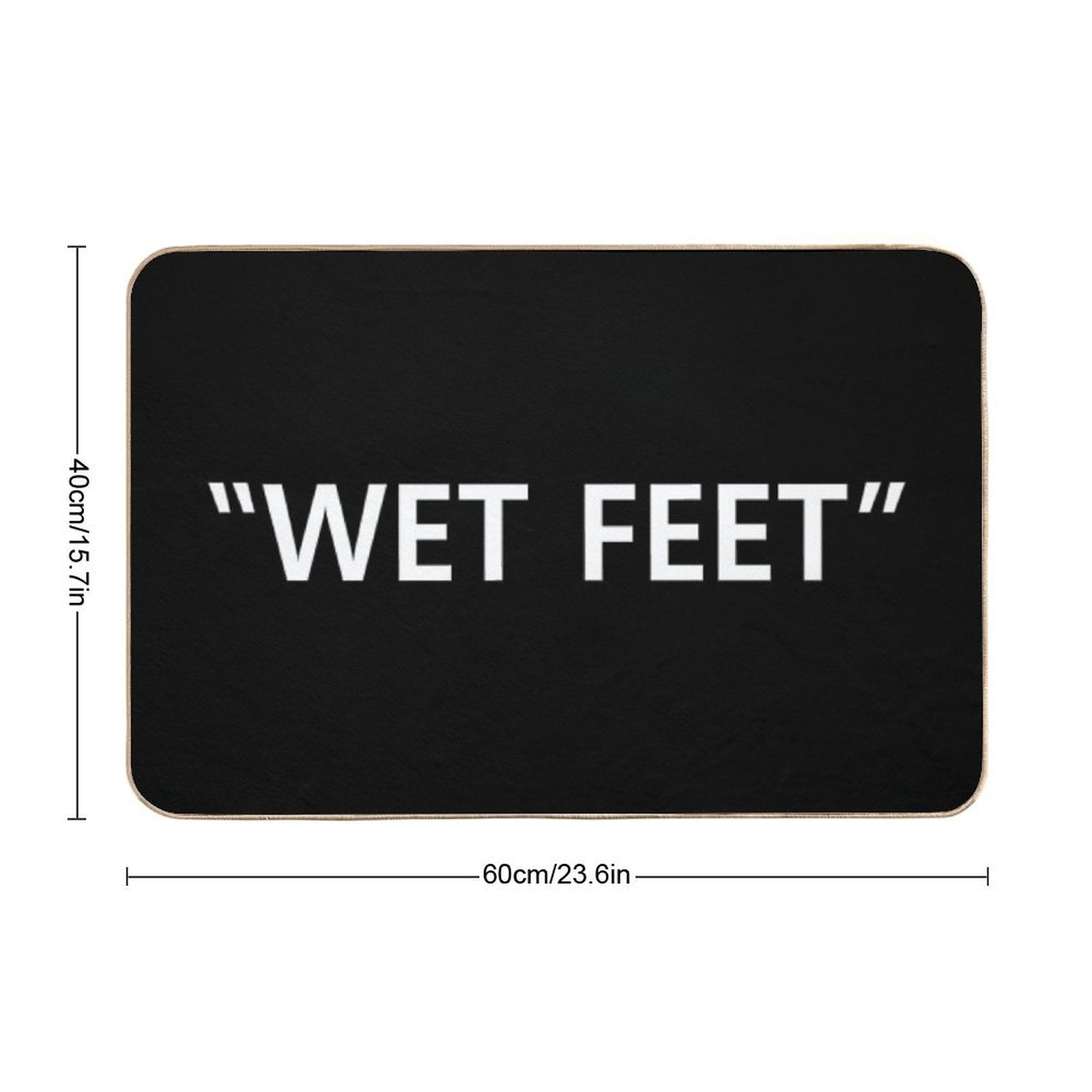 Wet Feet White on Black  Easy To Clean Bath Mat