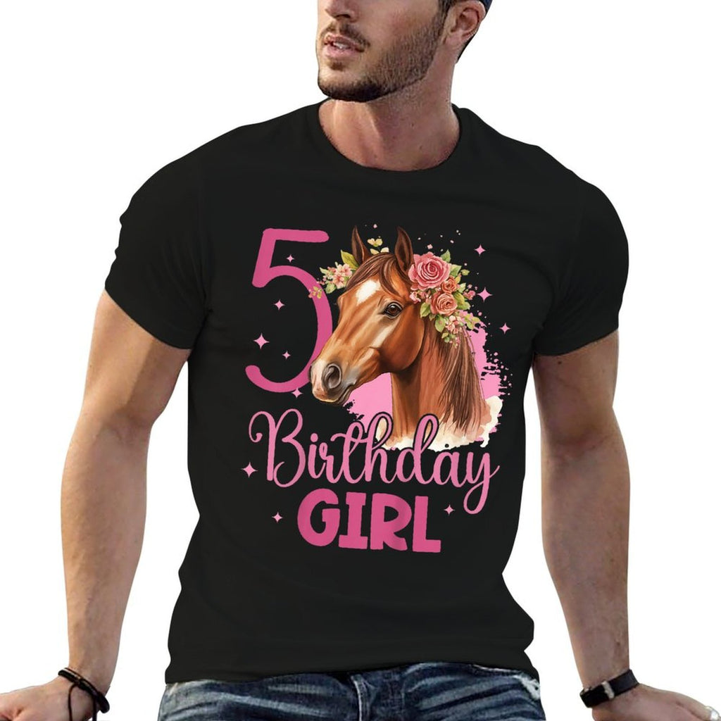 Kids 5th Birthday Horse Girl 5 Years Five Finally 5 Birthday  Classic T-Shirt