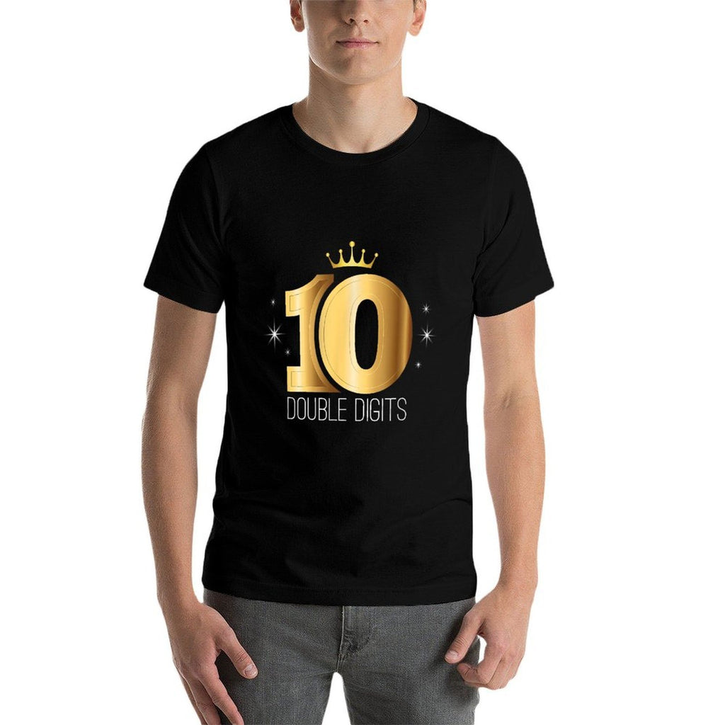Gold Double Digits 10th Birthday Kids  Lightweight T-Shirt